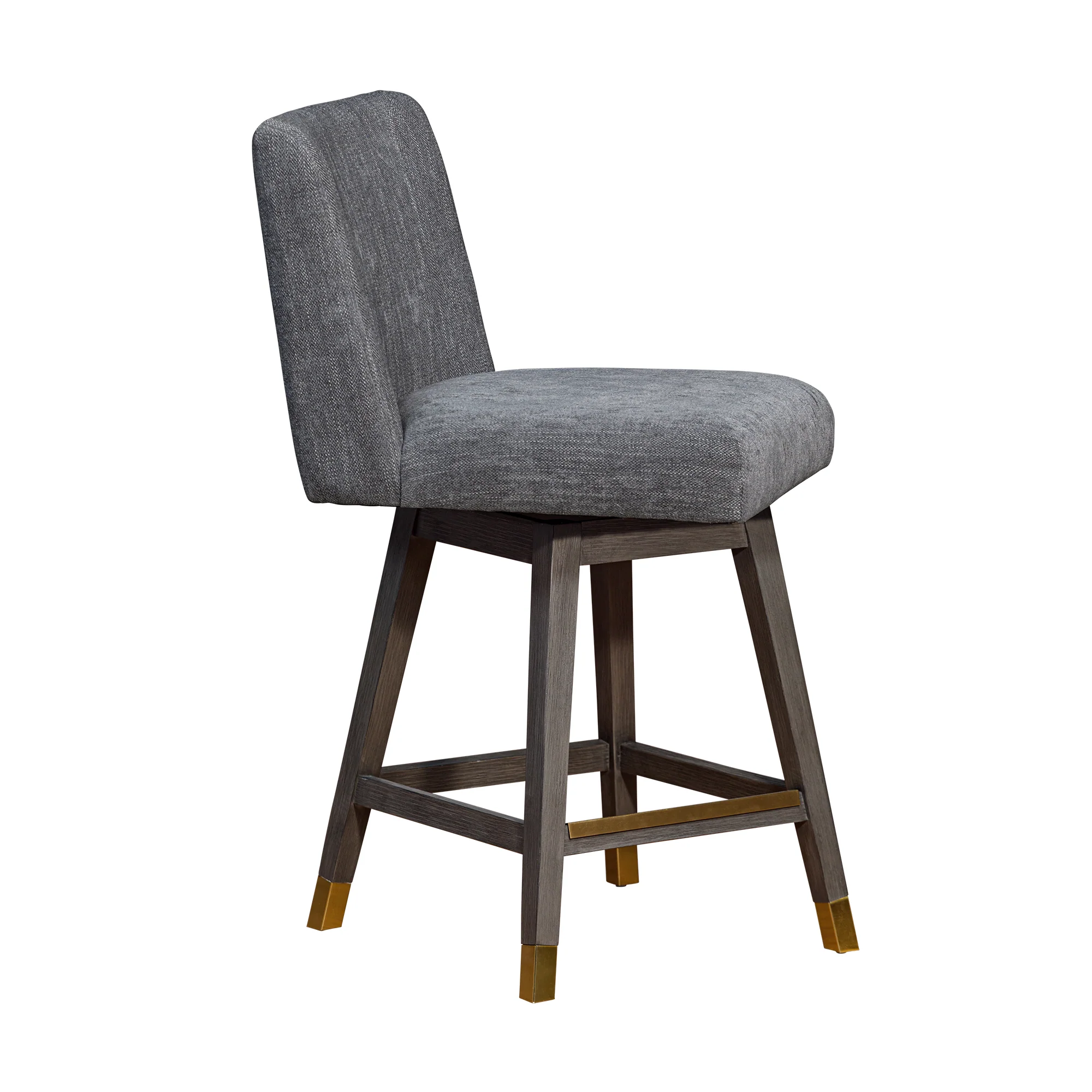 Basila Swivel Counter Stool in Grey Oak Wood Finish with Grey Fabric By Armen Living - Image 3