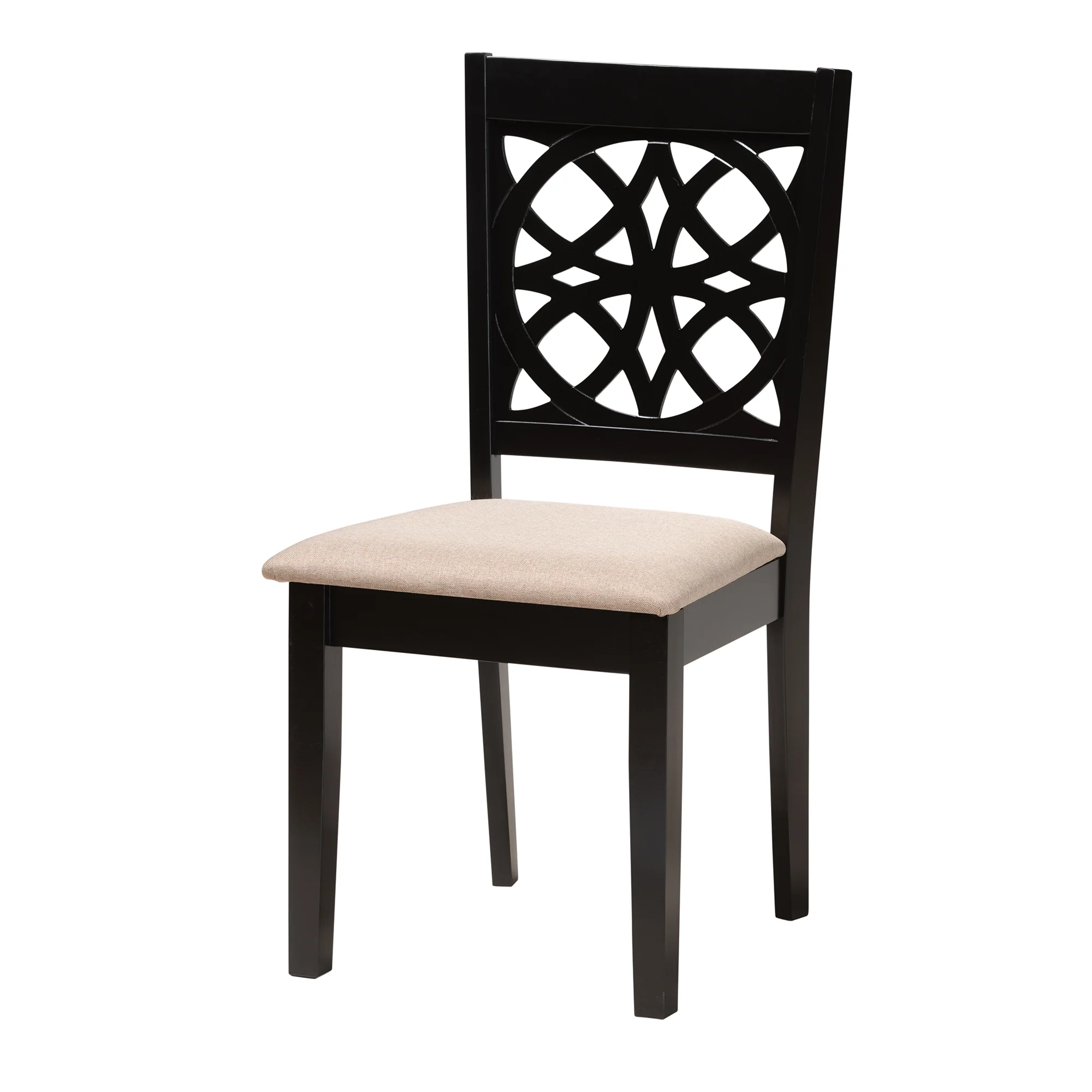 Baxton Studio Abigail Modern Beige Fabric and Dark Brown Finished Wood 5-Piece Dining Set - Image 5