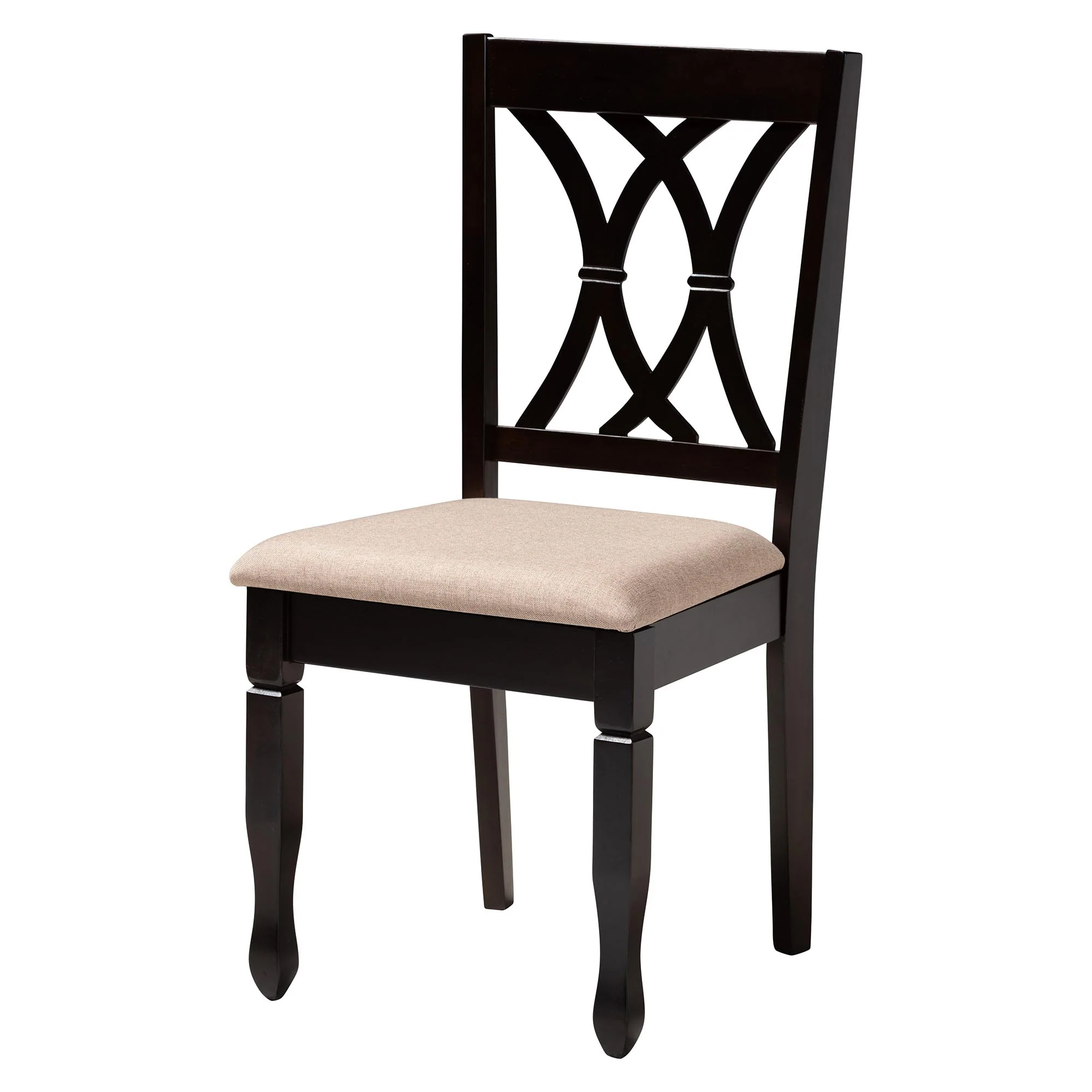 Baxton Studio Aggie Modern Sand Fabric and Dark Brown Finished Wood 5-Piece Dining Set - Image 5