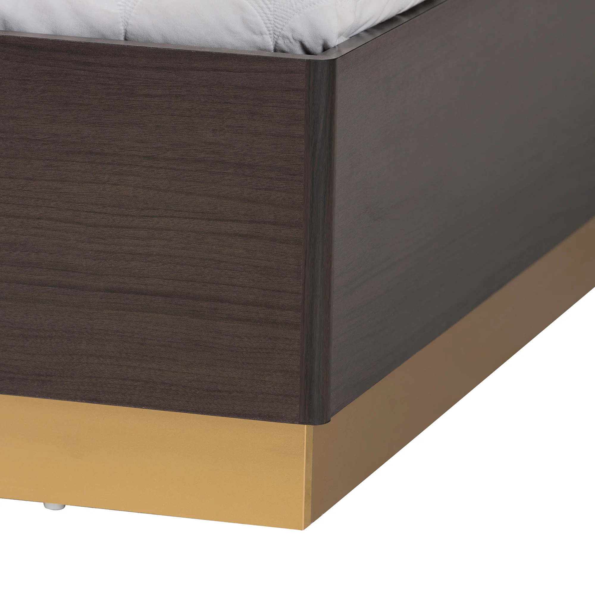 Baxton Studio Arcelia Contemporary Glam and Luxe Two-Tone Dark Brown and Gold Finished Wood Queen Size 4-Piece Bedroom Set with Chest - Image 4