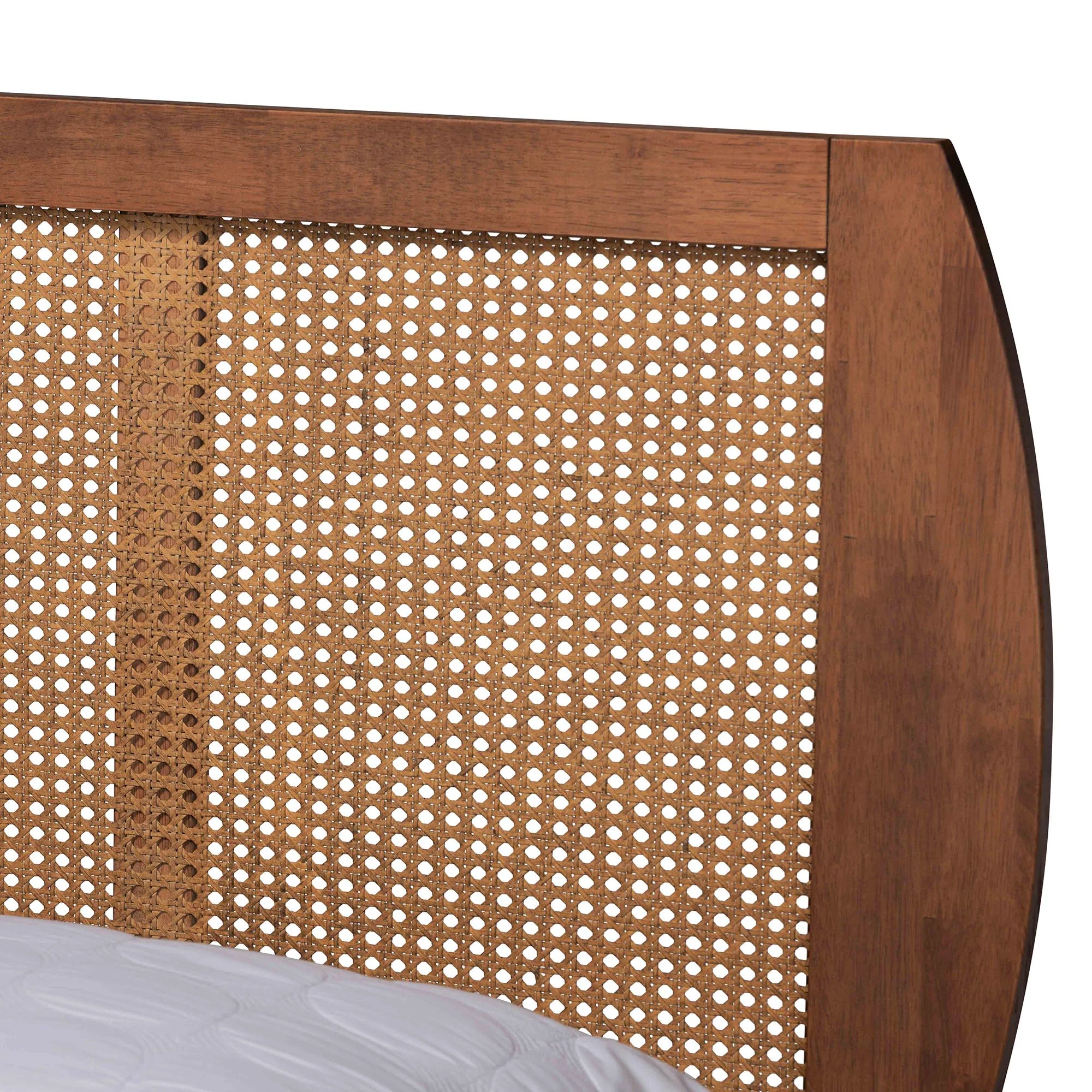 Baxton Studio Asami Mid-Century Modern Walnut Brown Finished Wood and Woven Rattan King Size 3-Piece Bedroom Set - Image 11