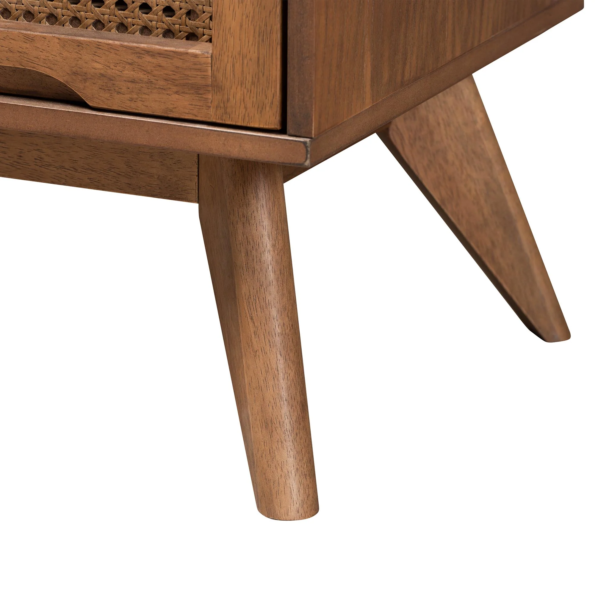 Baxton Studio Asami Mid-Century Modern Walnut Brown Finished Wood and Woven Rattan King Size 5-Piece Bedroom Set - Image 2