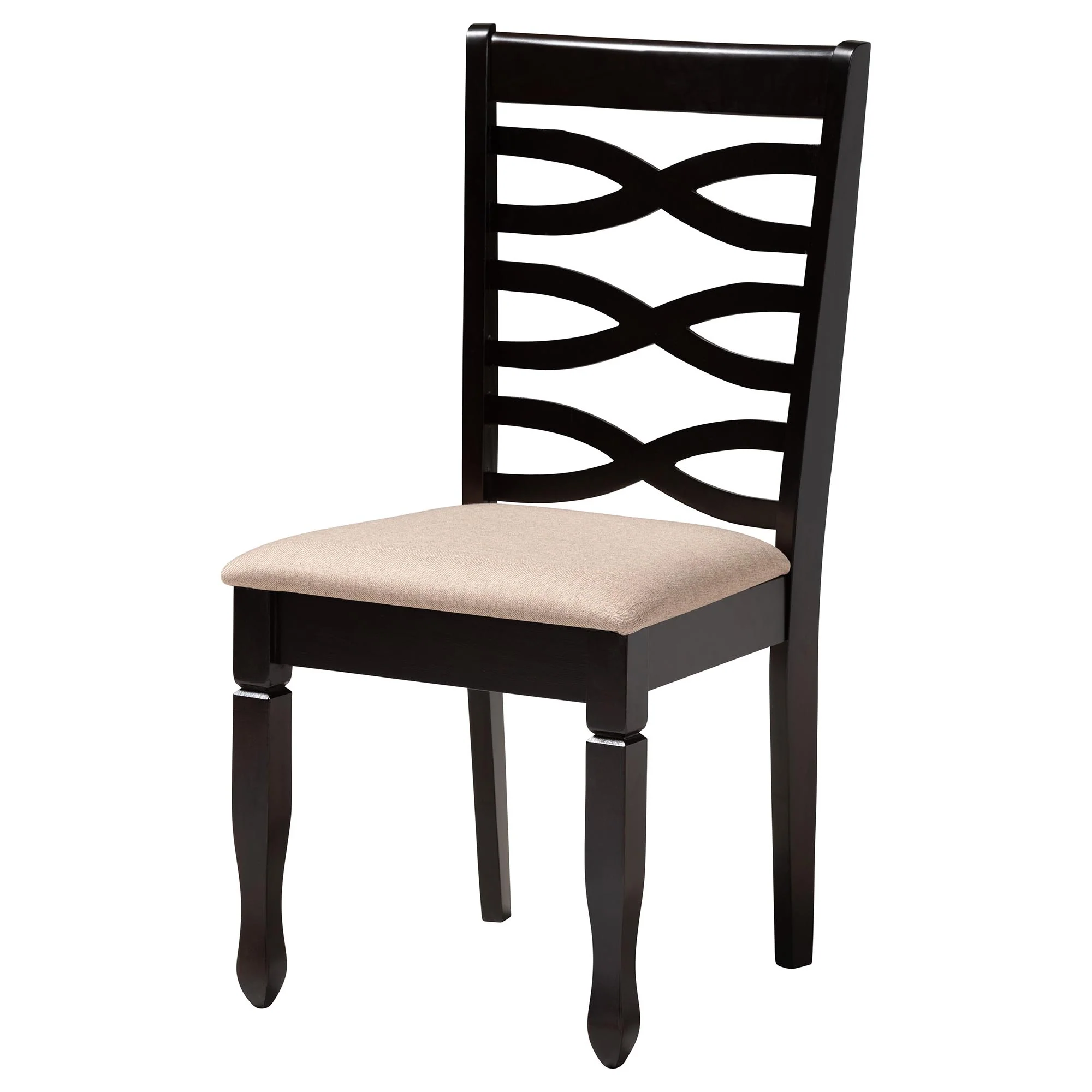 Baxton Studio Aspen Modern Sand Fabric and Dark Brown Finished Wood 5-Piece Dining Set - Image 3