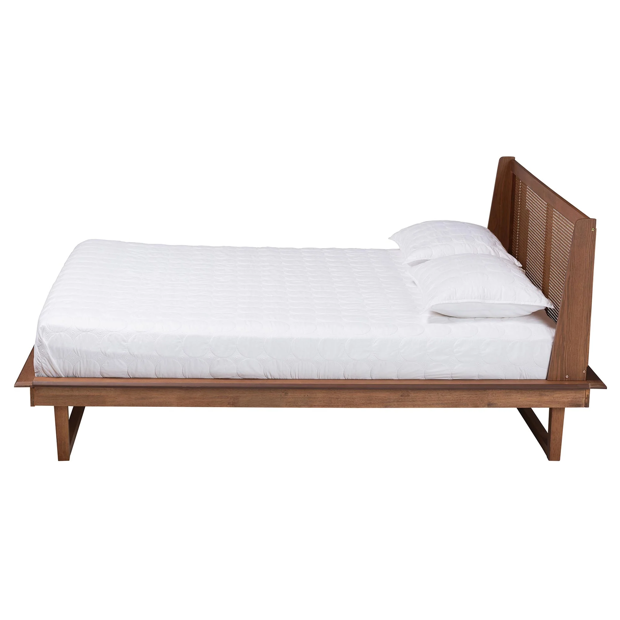 Baxton Studio Aveena Mid-Century Modern Walnut Brown Finished Wood King Size Platform Bed - Image 3