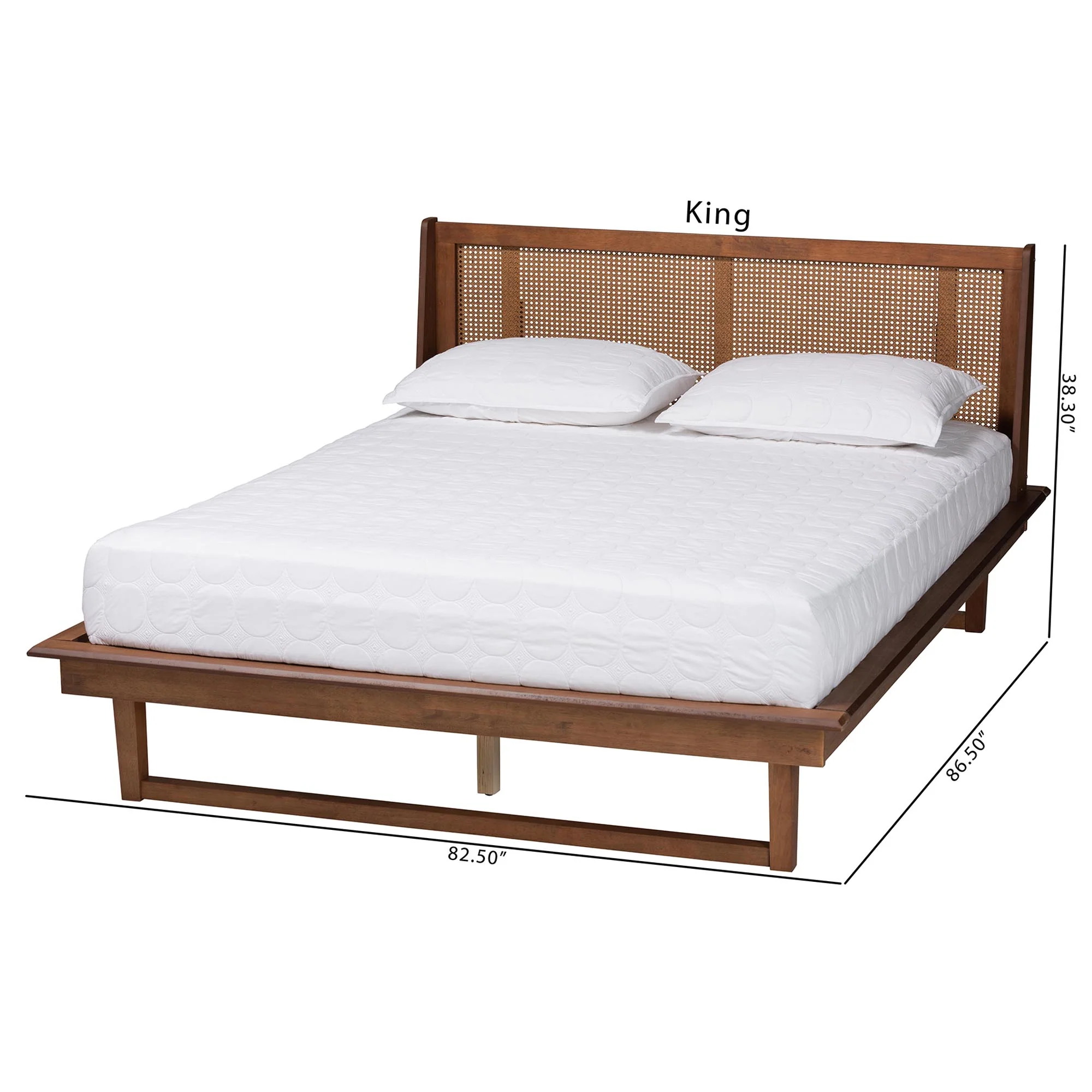 Baxton Studio Aveena Mid-Century Modern Walnut Brown Finished Wood King Size Platform Bed - Image 9
