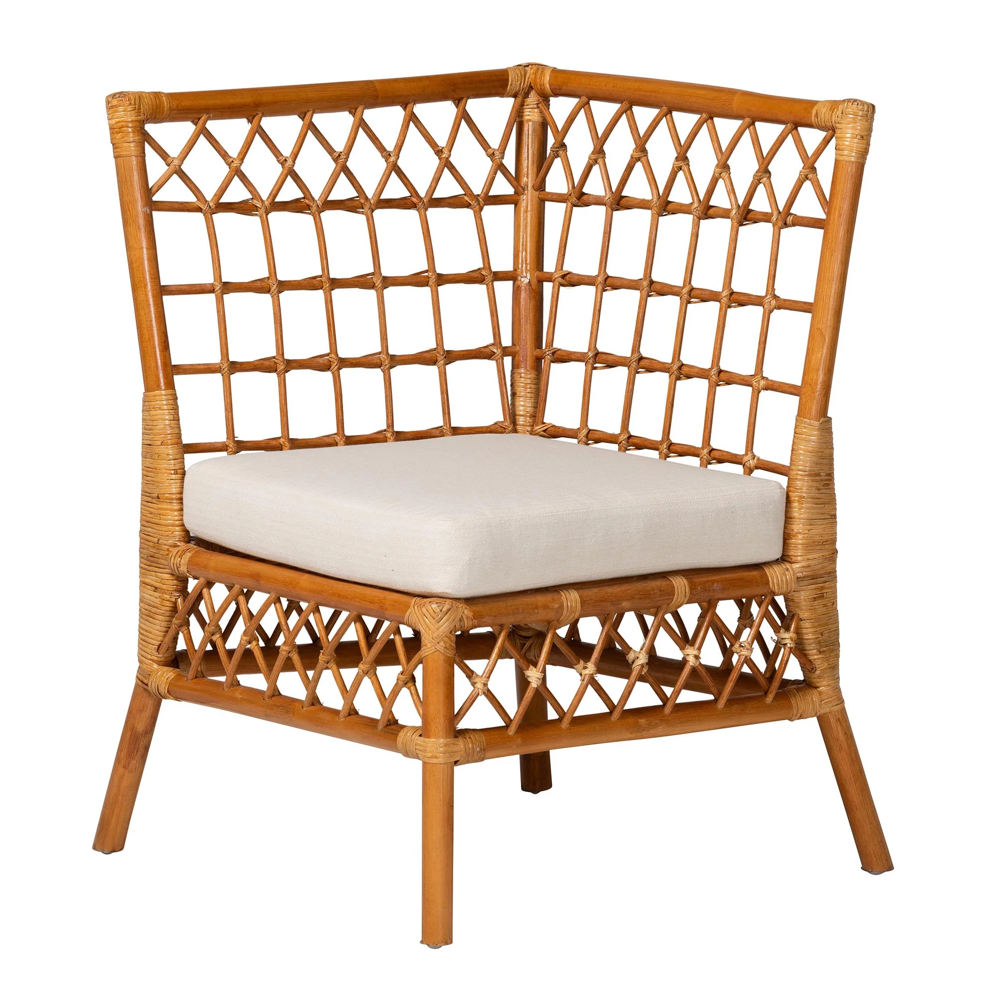Baxton Studio bali & pari Abella Modern Bohemian Honey Rattan 4-Piece Dining Nook Set - Image 7