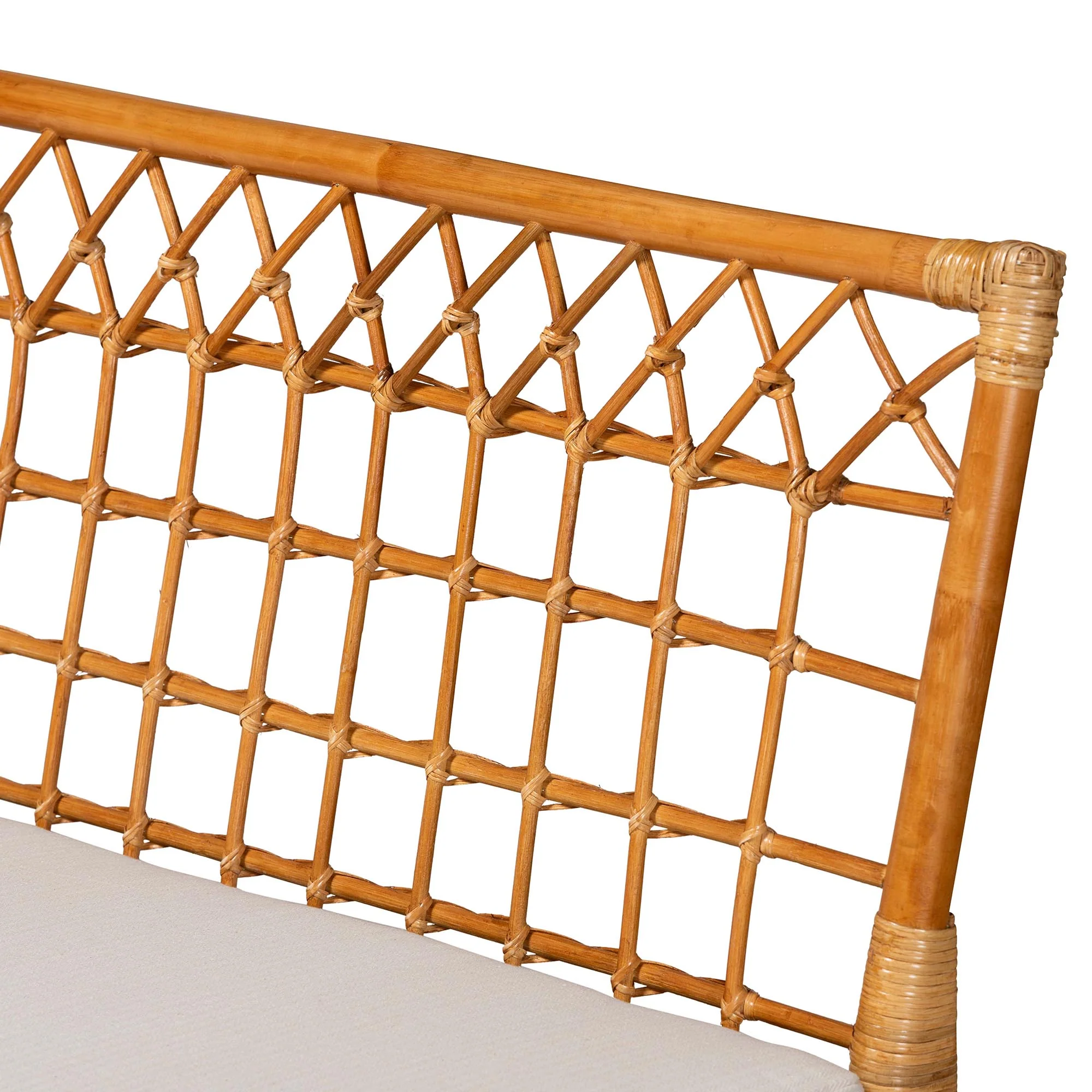 Baxton Studio bali & pari Adora Modern Bohemian Honey Rattan 4-Piece Dining Nook Set - Image 7