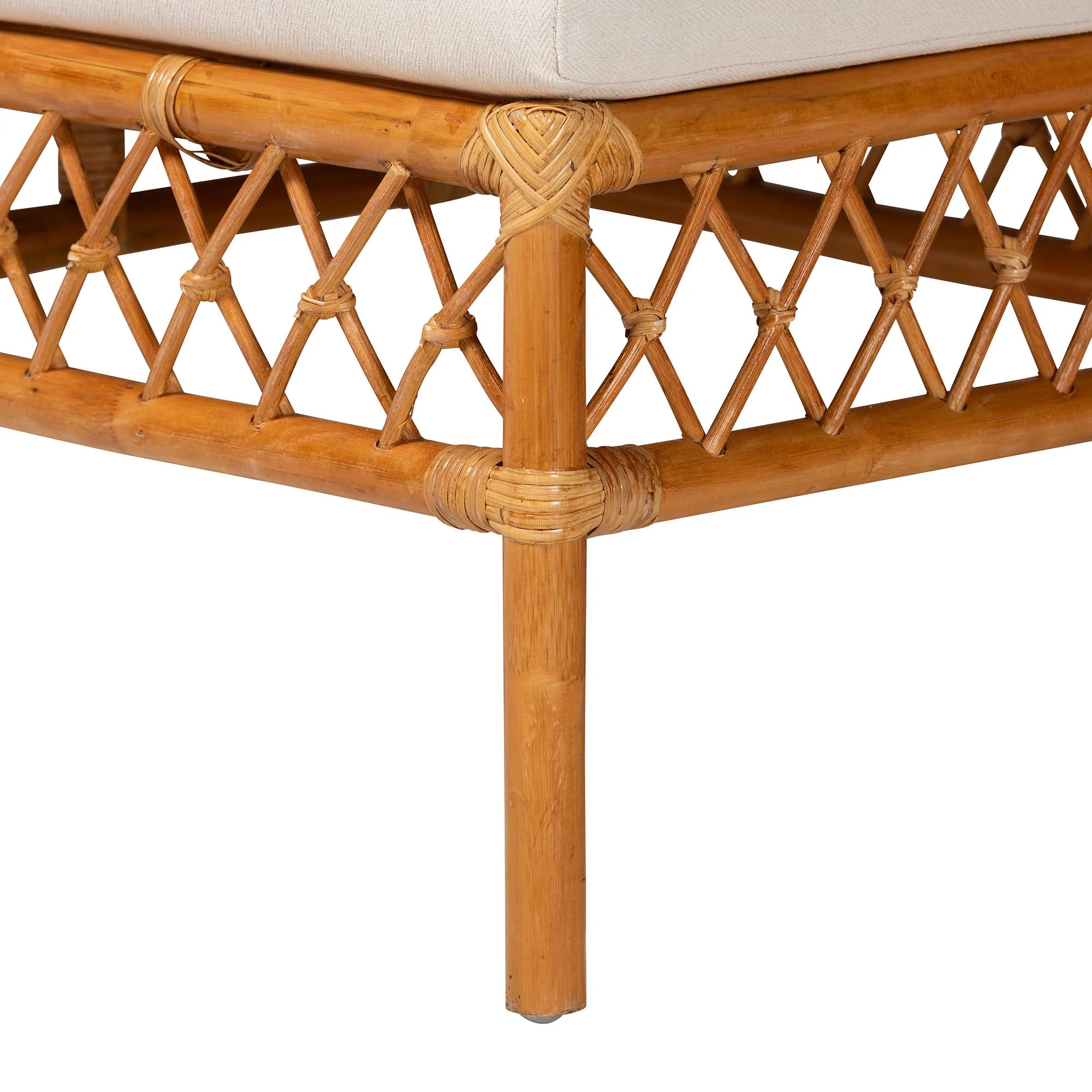 Baxton Studio bali & pari Adora Modern Bohemian Honey Rattan 4-Piece Dining Nook Set - Image 8