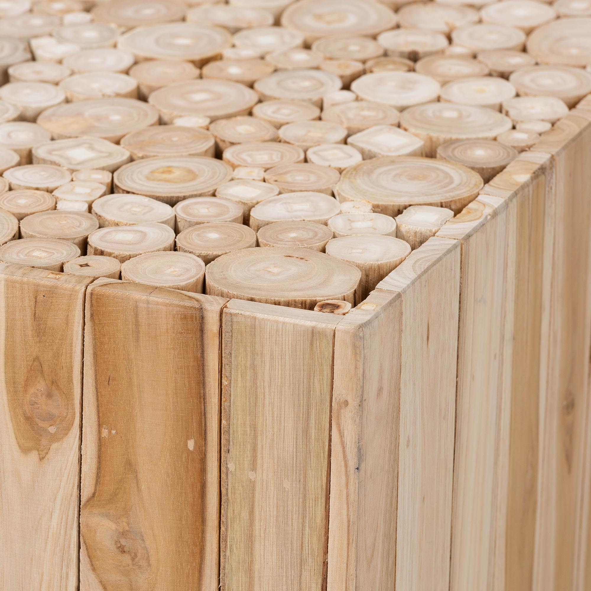 Baxton Studio bali & pari Augusta Bohemian Natural Teak Wood Coffee Table with Unique Repurposed Wood Logs - Image 7
