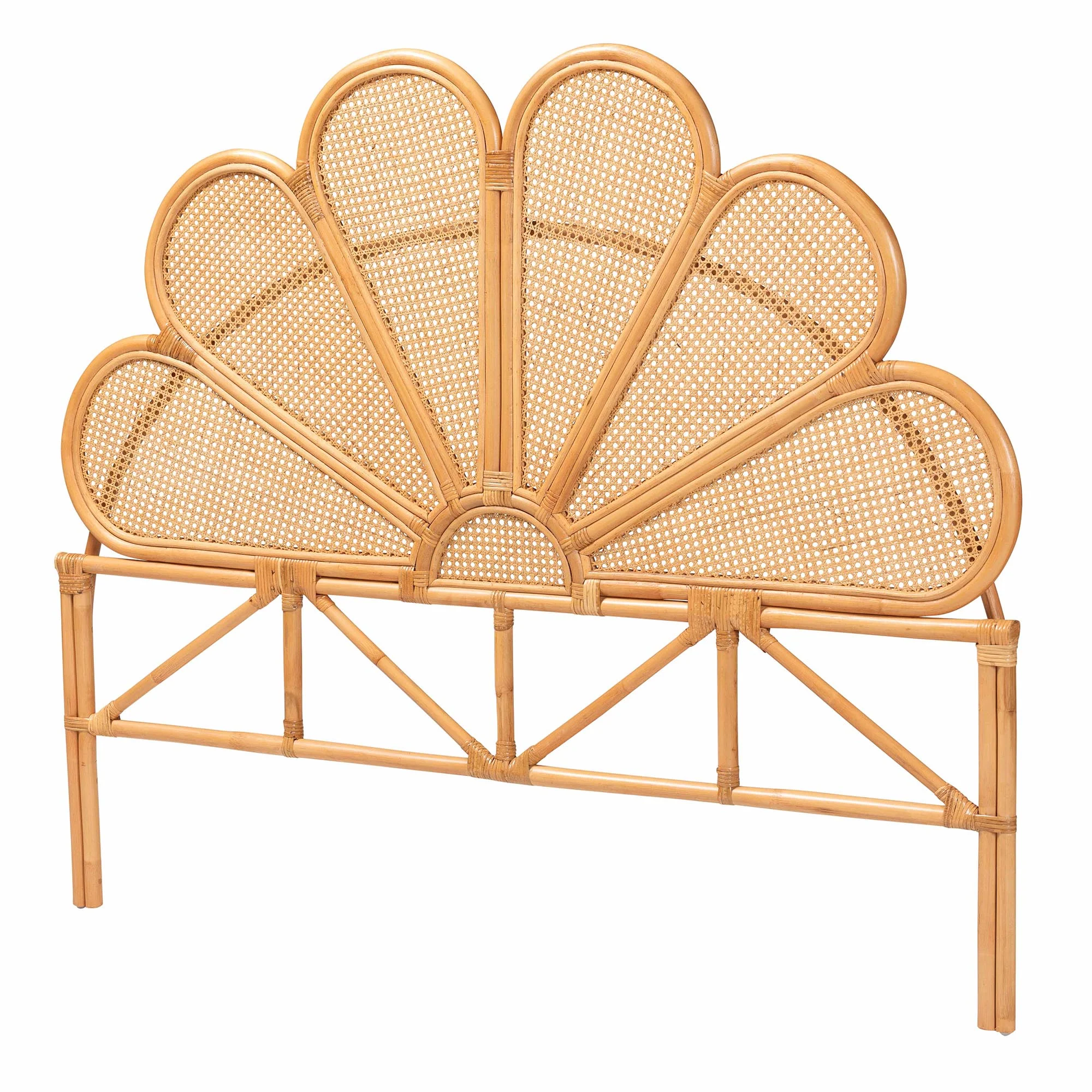 Baxton Studio bali & pari Flower Modern Bohemian Honey Rattan King Size Standalone Headboard - Image 2