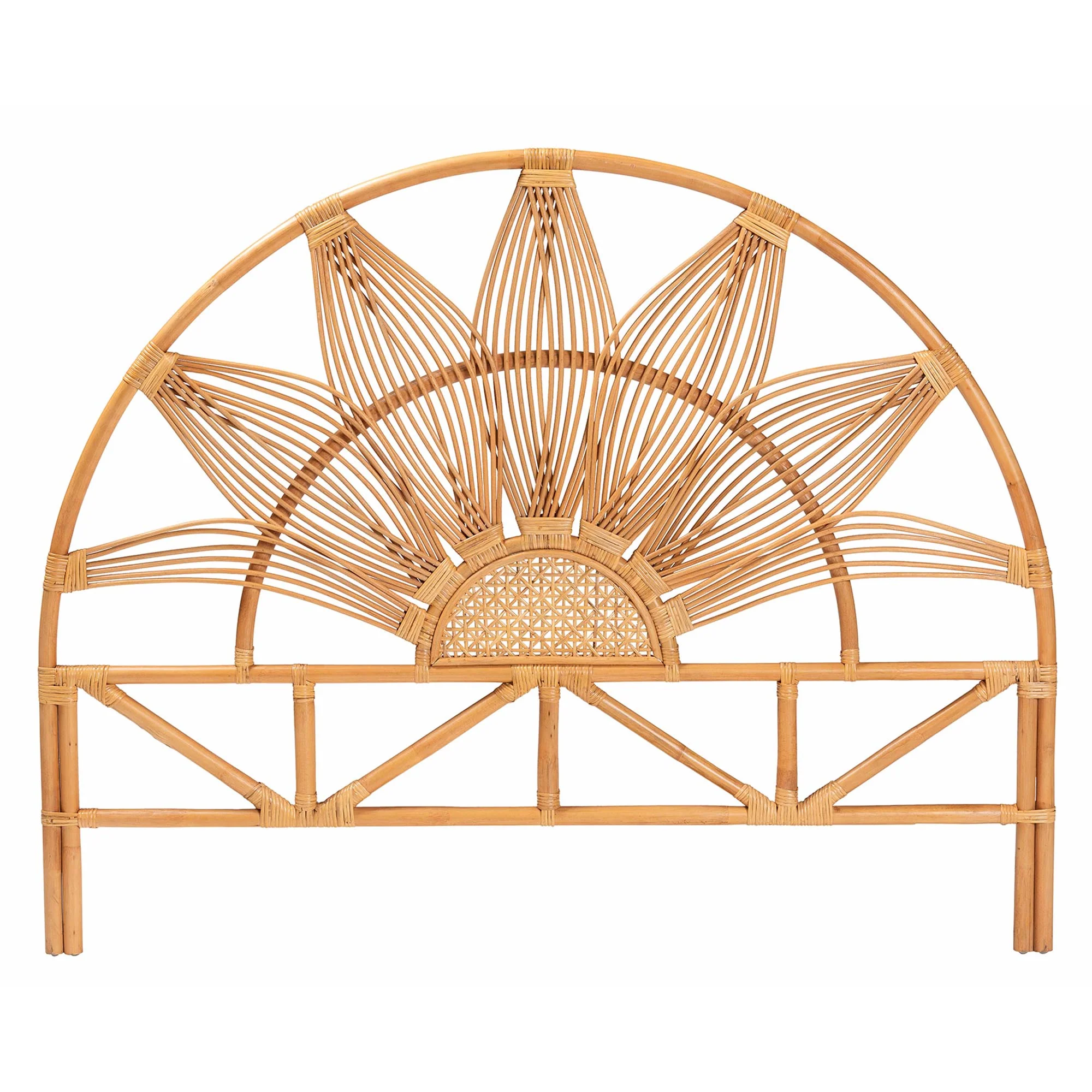 Baxton Studio bali & pari Jasmine Modern Bohemian Natural Rattan King Size Standalone Headboard - Image 3