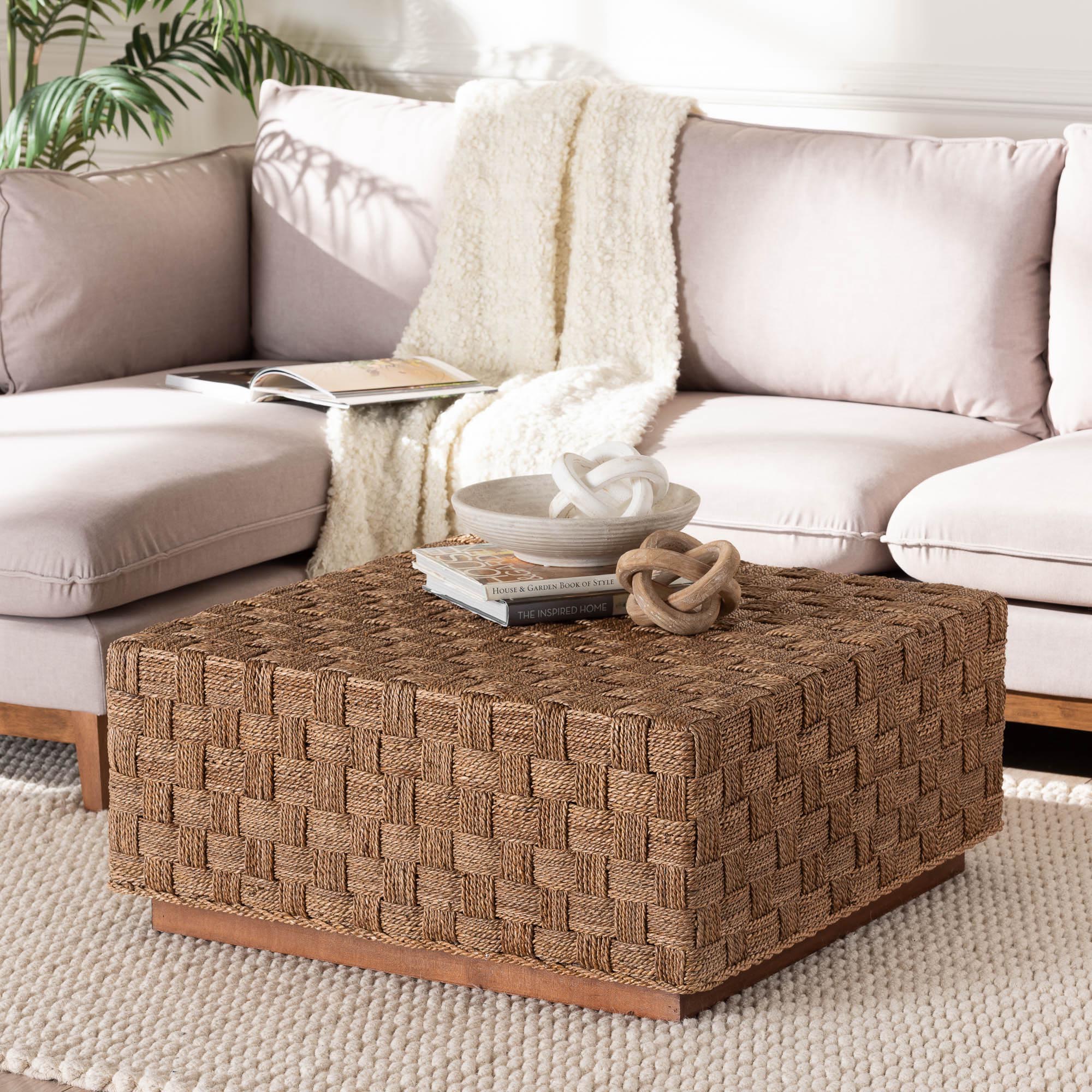 Baxton Studio bali & pari Karina Bohemian Natural Seagrass Coffee Table