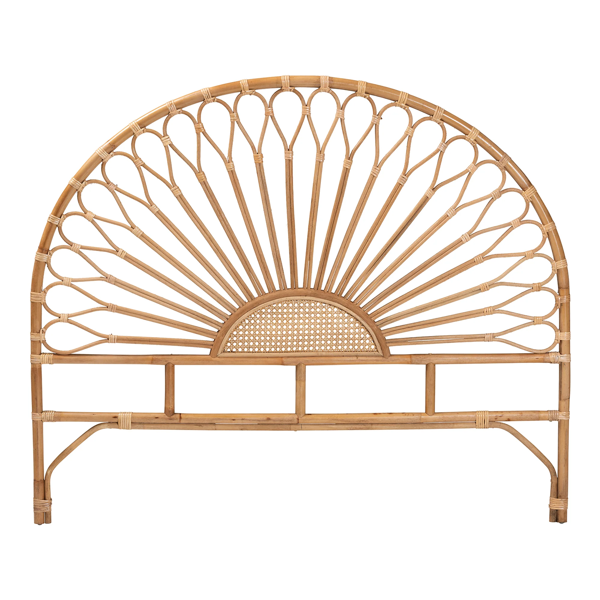 Baxton Studio bali & pari Perenna Modern Bohemian Natural Rattan Queen Size Standalone Headboard - Image 5