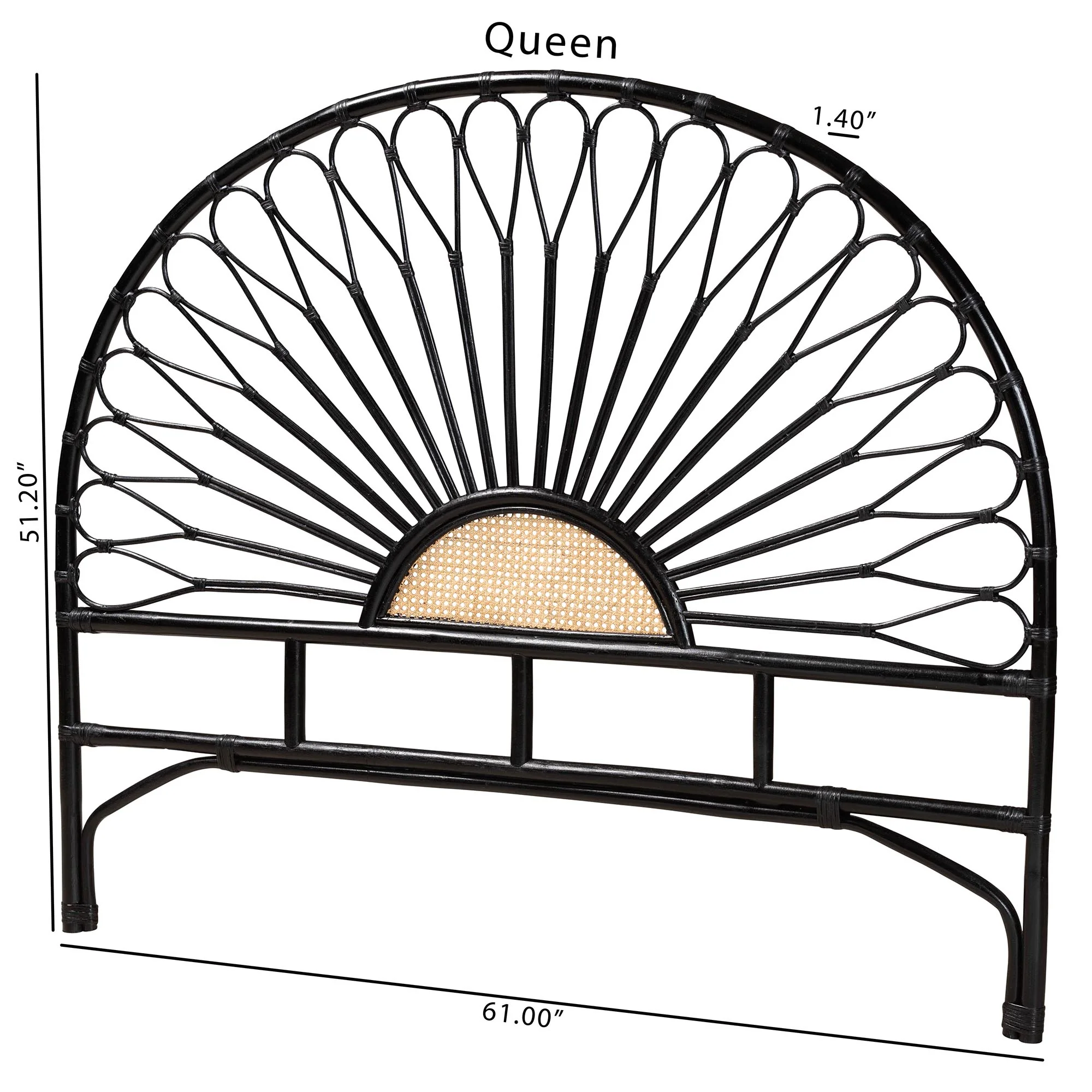 Baxton Studio bali & pari Perenna Modern Bohemian Two-Tone Black and Natural Brown Rattan King Size Standalone Headboard - Image 9
