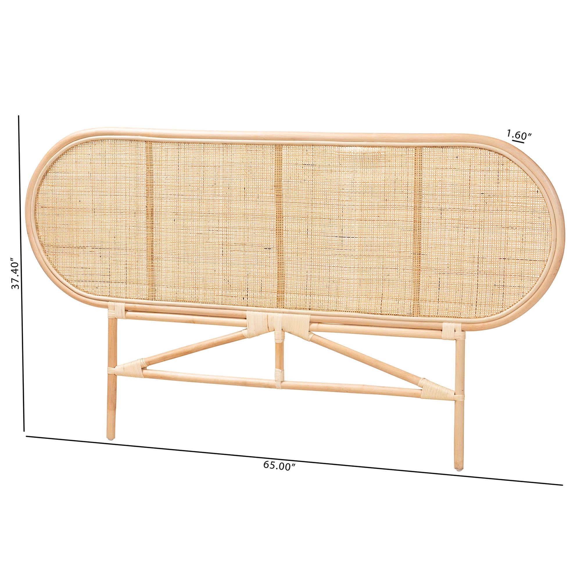 Baxton Studio bali & pari Reegan Modern Bohemian Natural Brown Rattan Queen Size Standalone Headboard - Image 2