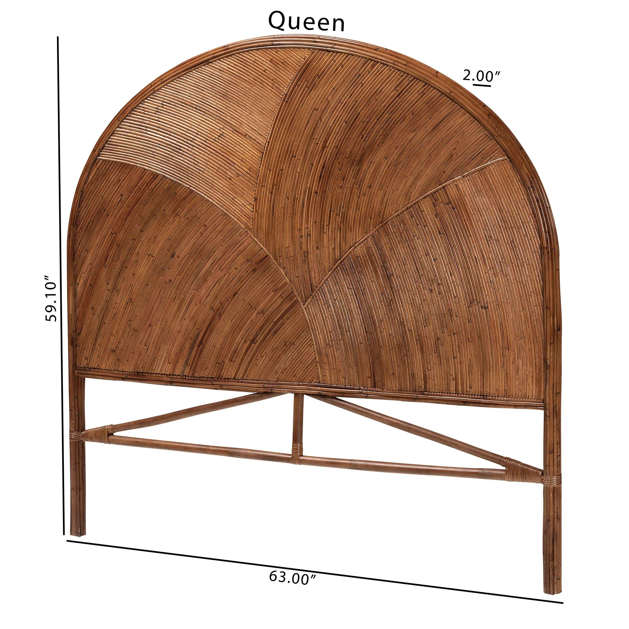 Baxton Studio bali & pari Seana Bohemian Dark Brown Rattan Queen Size Standalone Headboard - Image 9