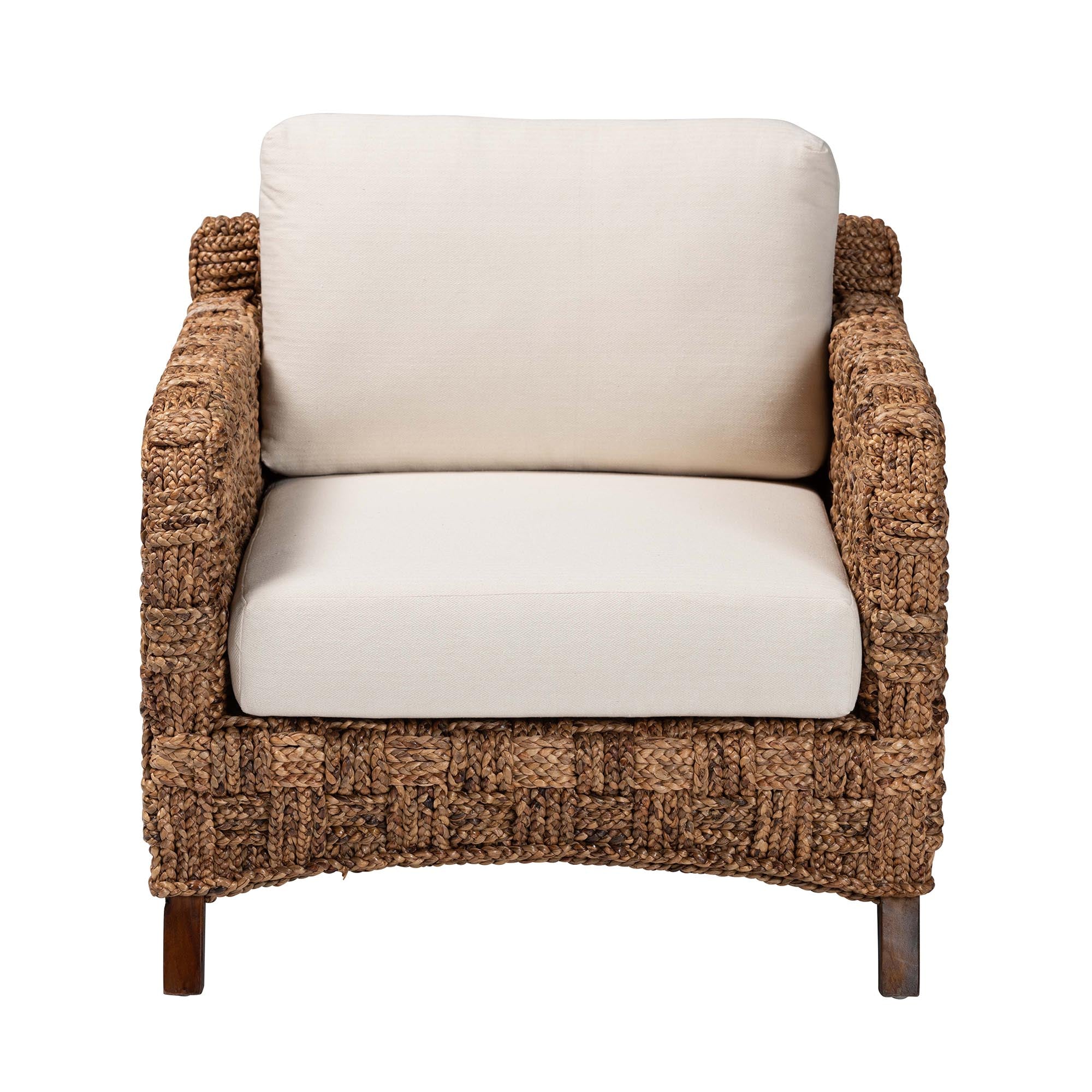 Baxton Studio bali & pari Vevina Modern Bohemian Dark Brown Mahogany Wood and Woven Seagrass Arm Chair - Image 3