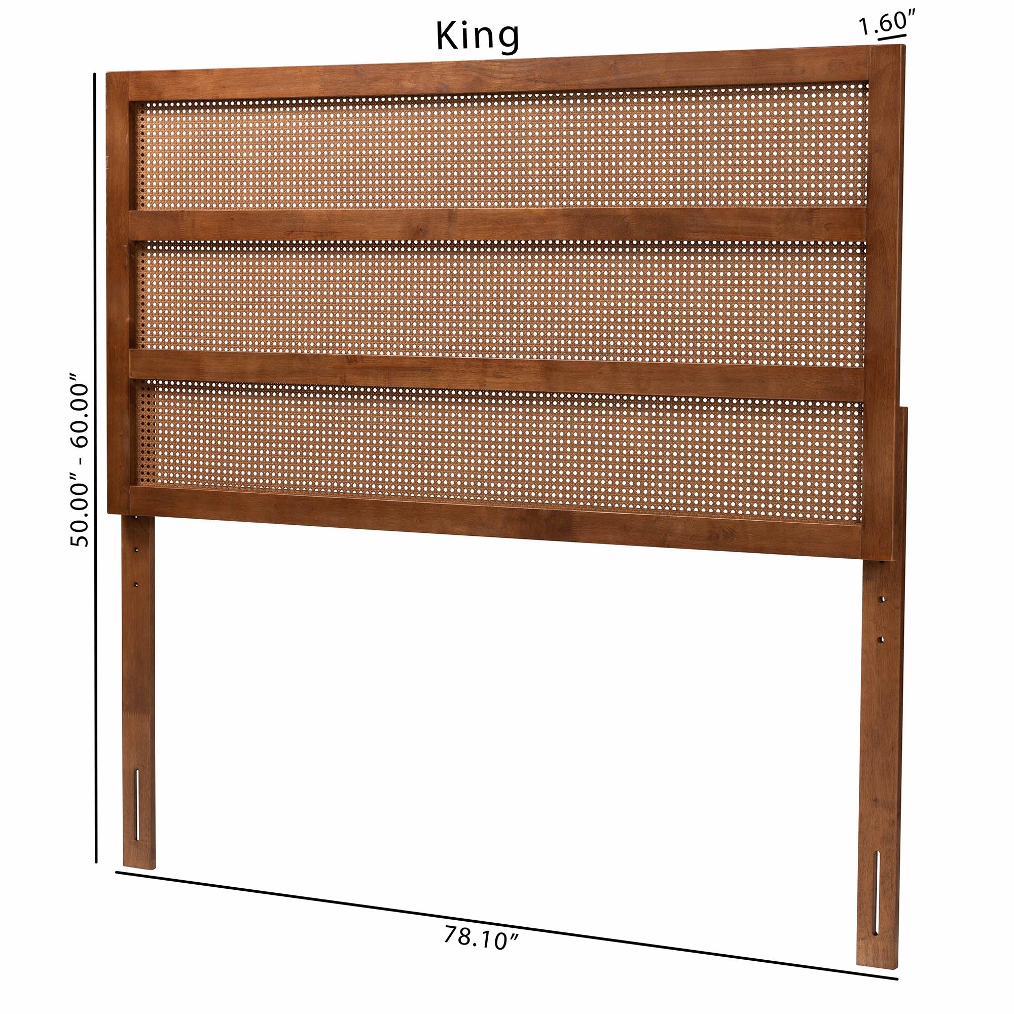 Baxton Studio Berne Mid-Century Modern Ash Walnut Finished Wood Queen Size Headboard with Rattan - Image 9