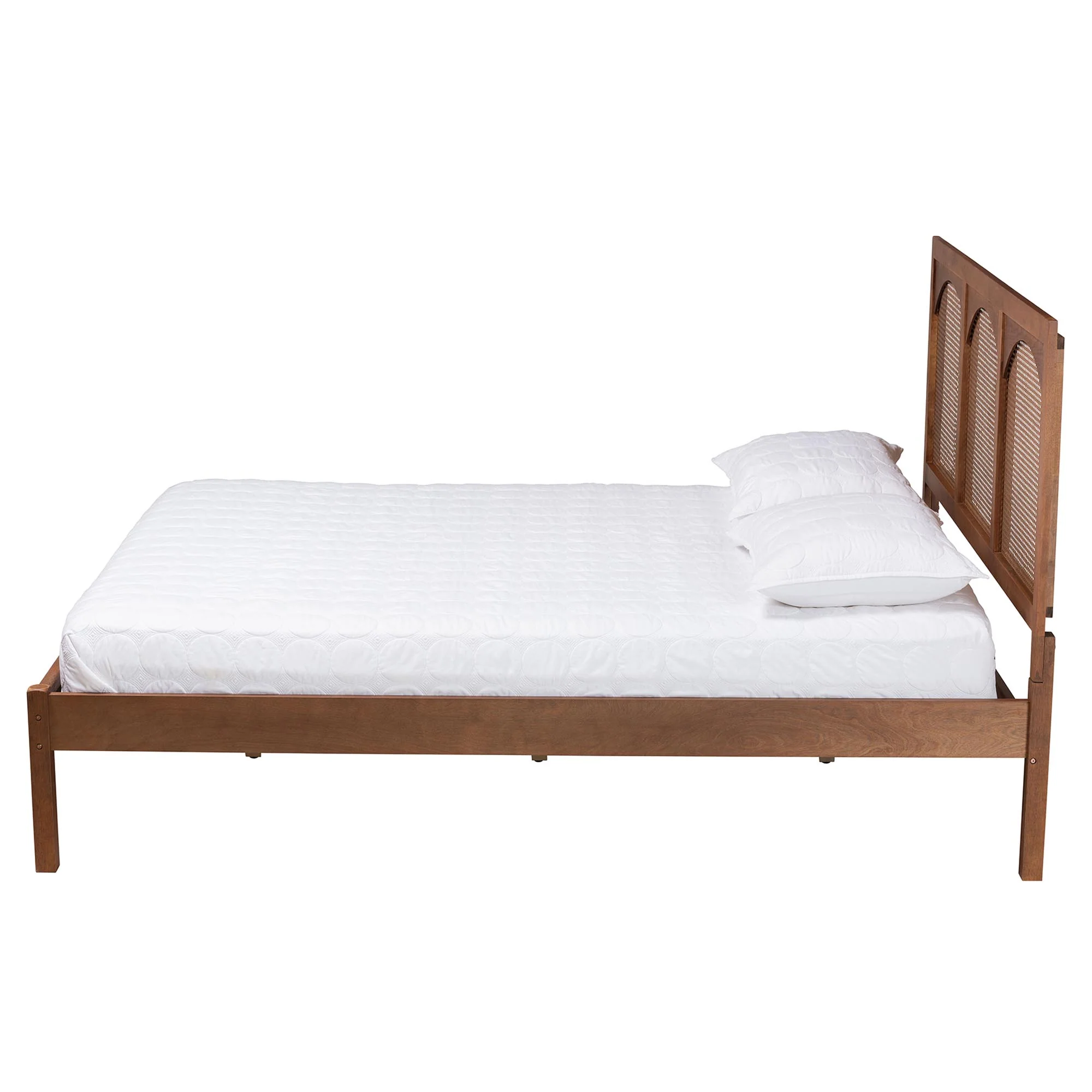 Baxton Studio Blossom Classic and Traditional Ash Walnut Finished Wood and Rattan King Size Platform Bed - Image 3