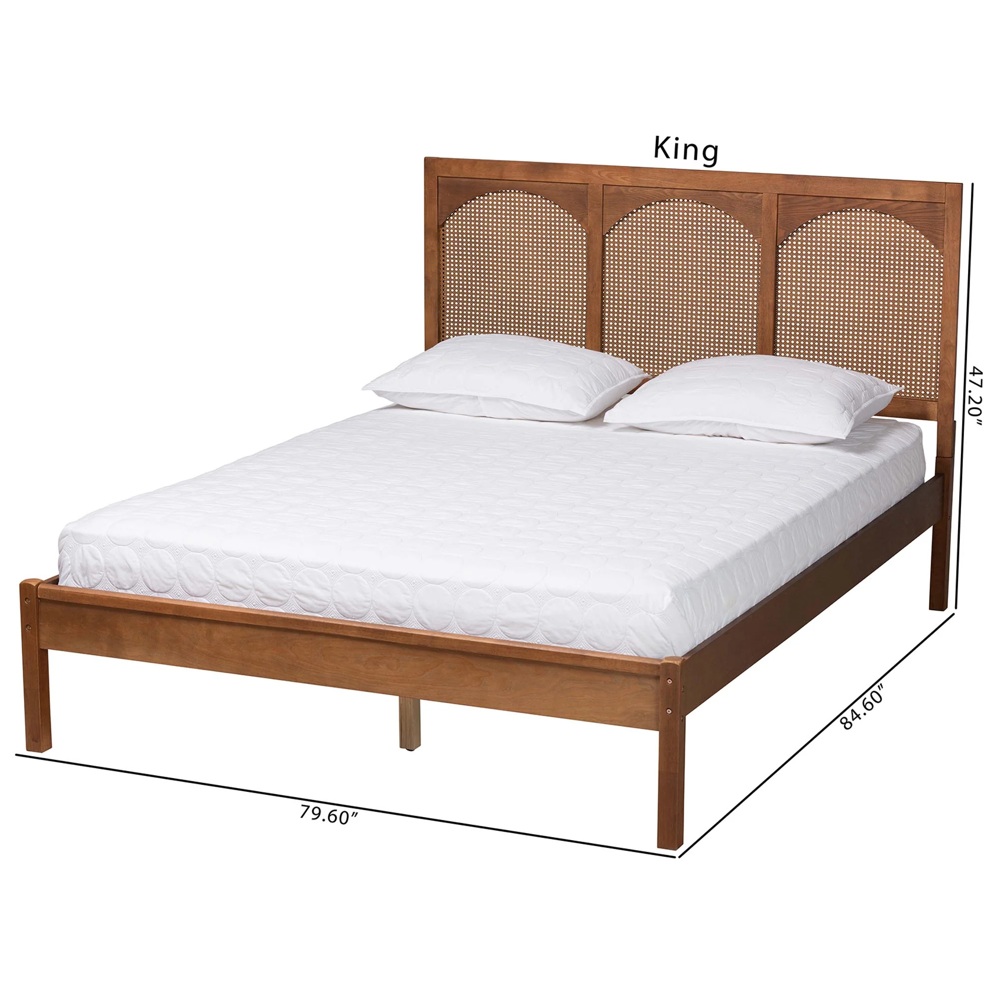 Baxton Studio Blossom Classic and Traditional Ash Walnut Finished Wood and Rattan King Size Platform Bed - Image 9