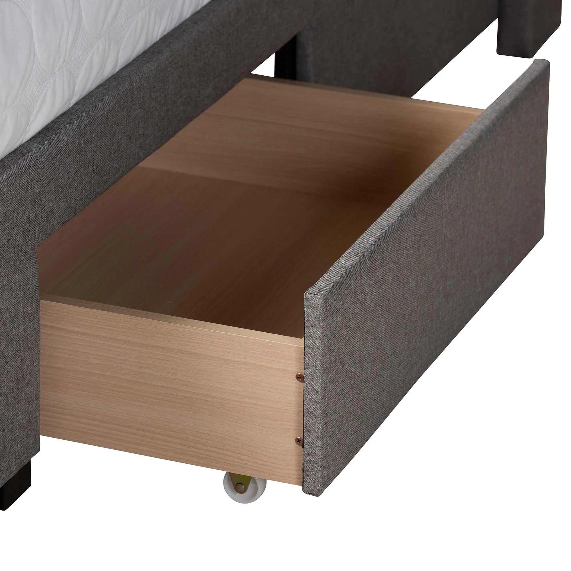 Baxton Studio Braylon Mid-Century Modern Transitional Light Grey Fabric and Dark Brown Finished Wood Full Size 3-Drawer Storage Platform Bed - Image 8