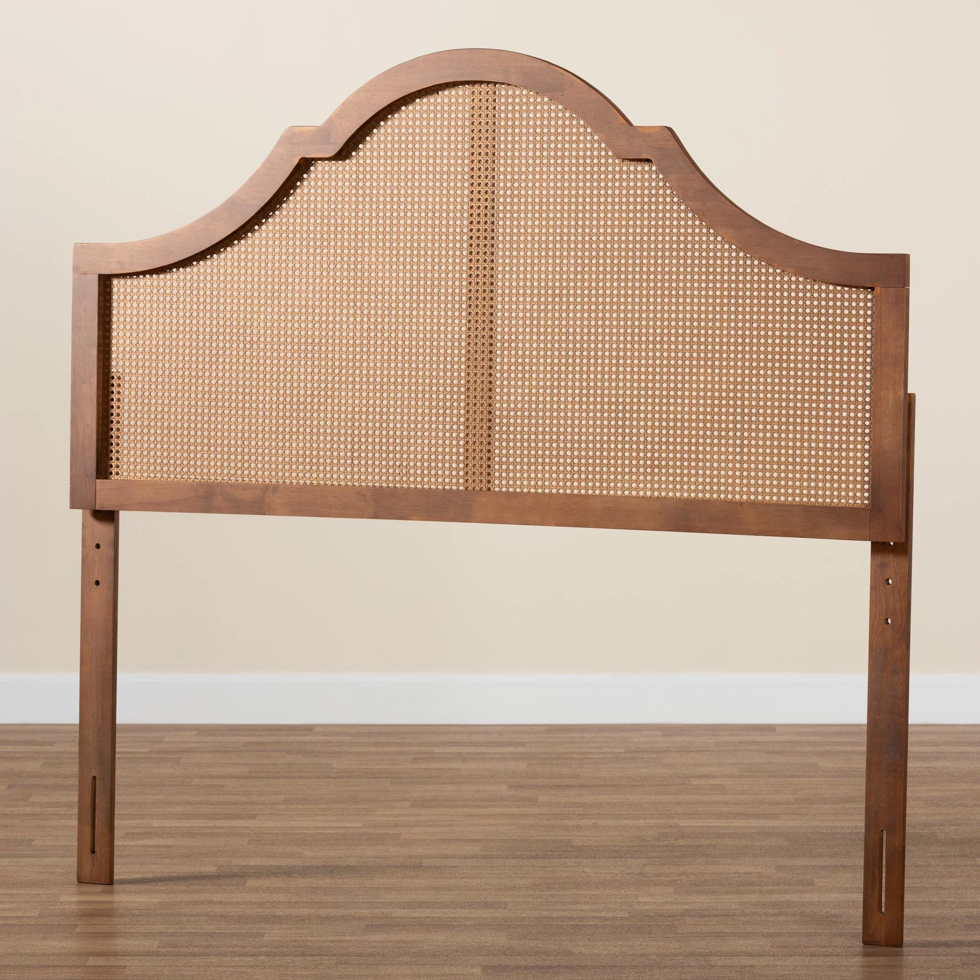 Baxton Studio Camila Classic and Traditional Ash Walnut Finished Wood Queen Size Headboard with Rattan - Image 8