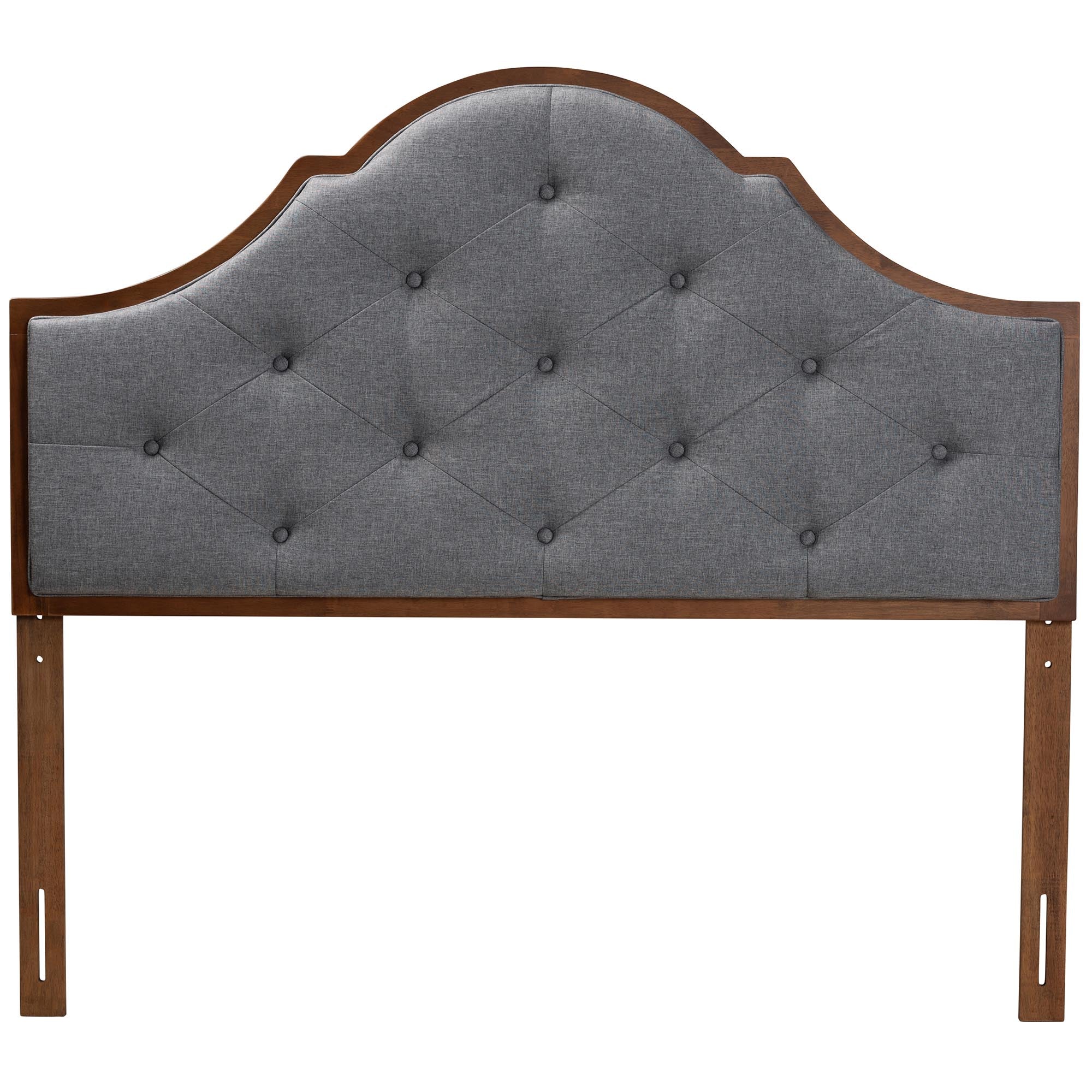 Baxton Studio Camila Classic and Traditional Grey Fabric and Walnut Brown Finished Wood King Size Headboard - Image 3