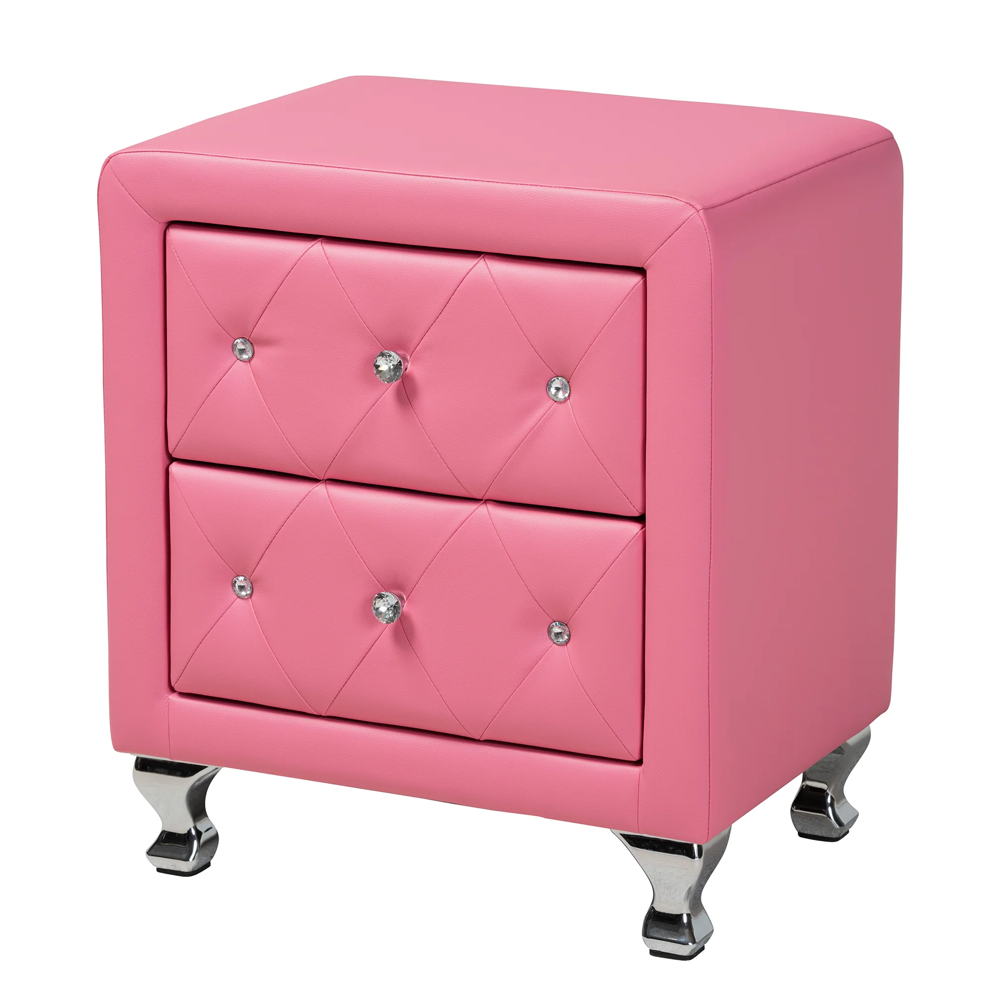 Baxton Studio Canterbury Contemporary Glam Pink Faux Leather Upholstered Full Size 3-Piece Bedroom Set - Image 5