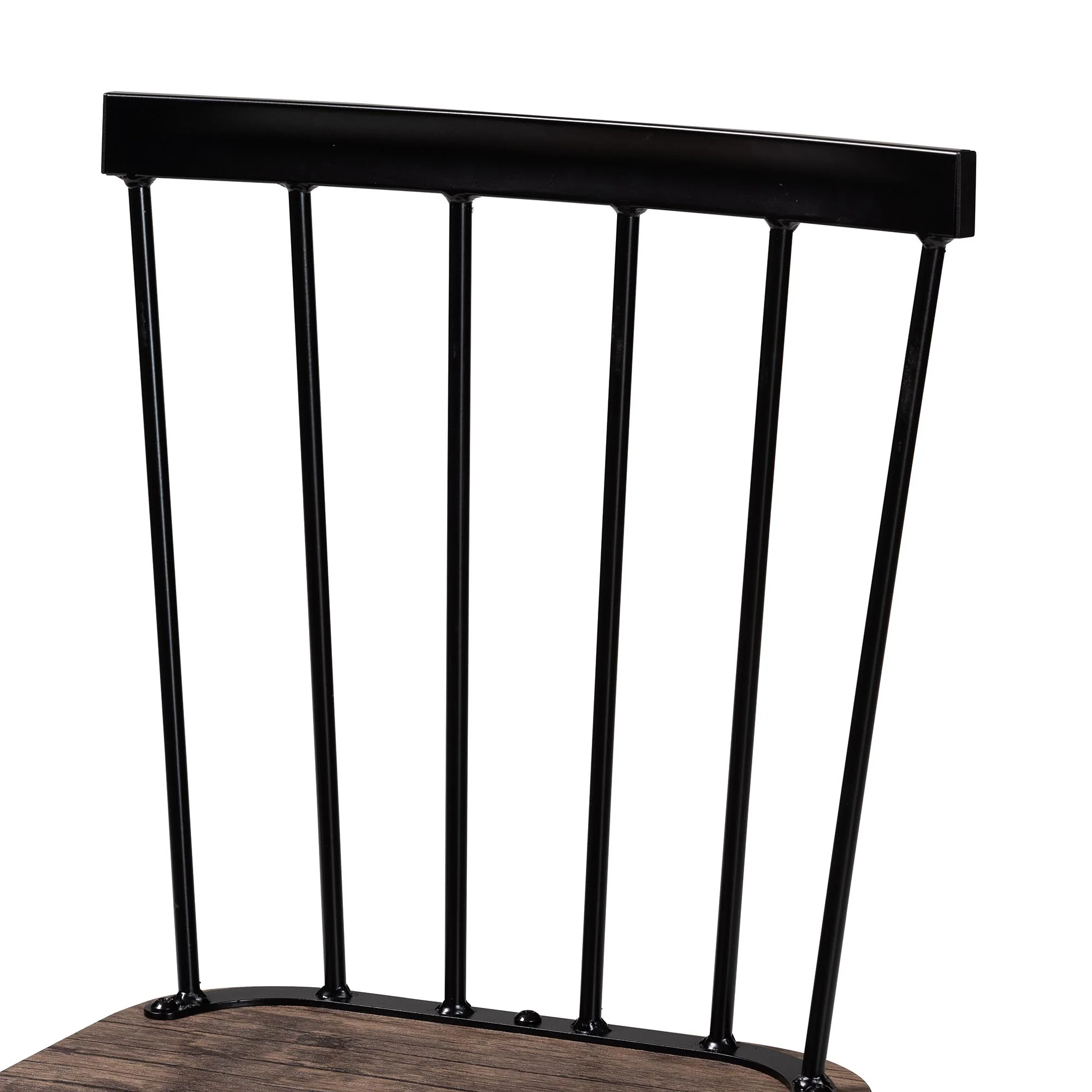 Baxton Studio Cardinal Industrial Dark Brown Wood and Metal Dining Set - Image 8