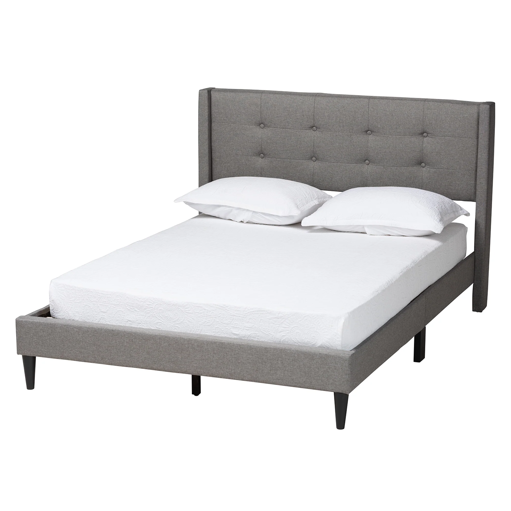 Baxton Studio Casol Mid-Century Modern Transitional Grey Fabric Upholstered Queen Size Platform Bed - Image 5