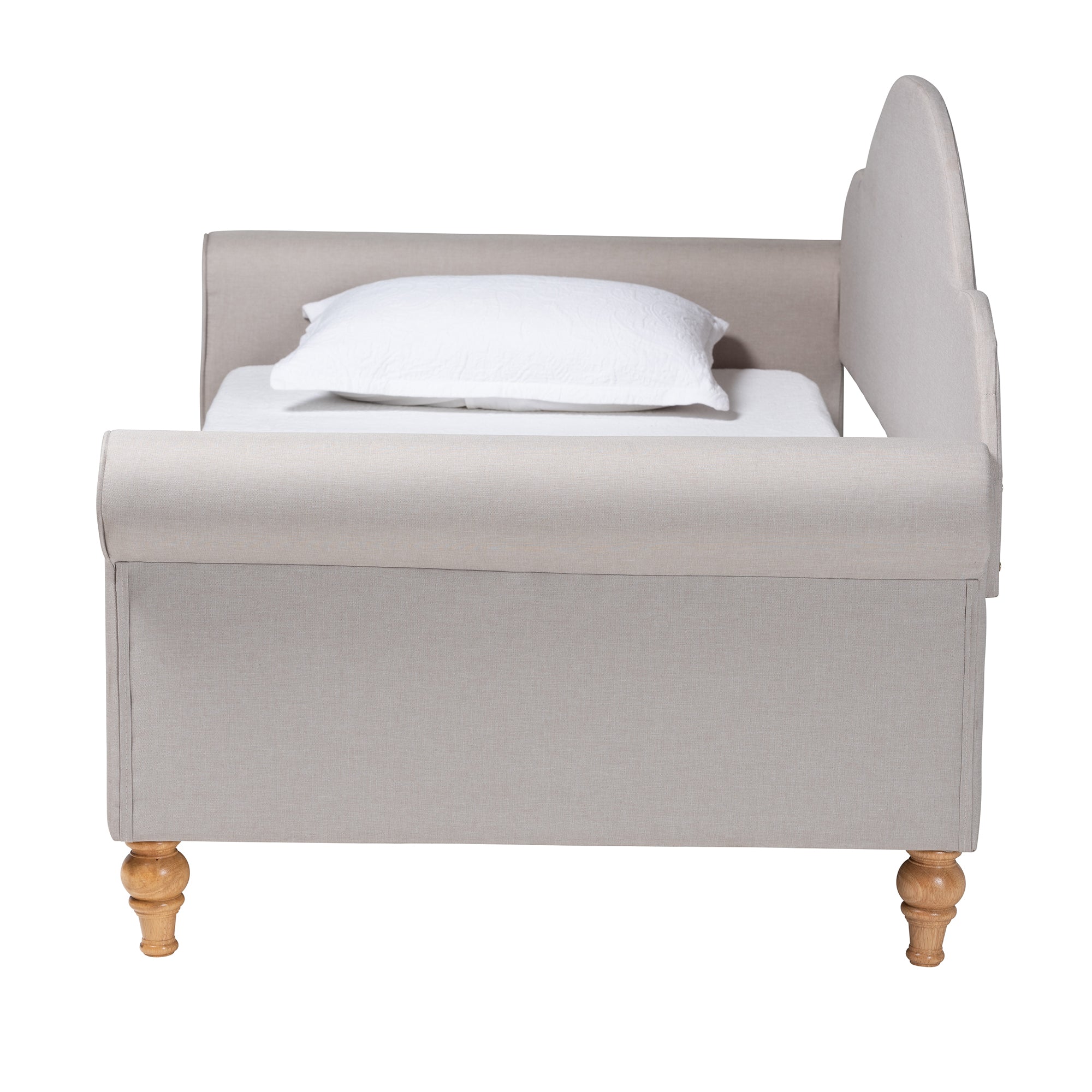 Baxton Studio Chaise Classic and Traditional Light Grey Fabric and Natural Brown Finished Wood Twin Size Daybed - Image 3
