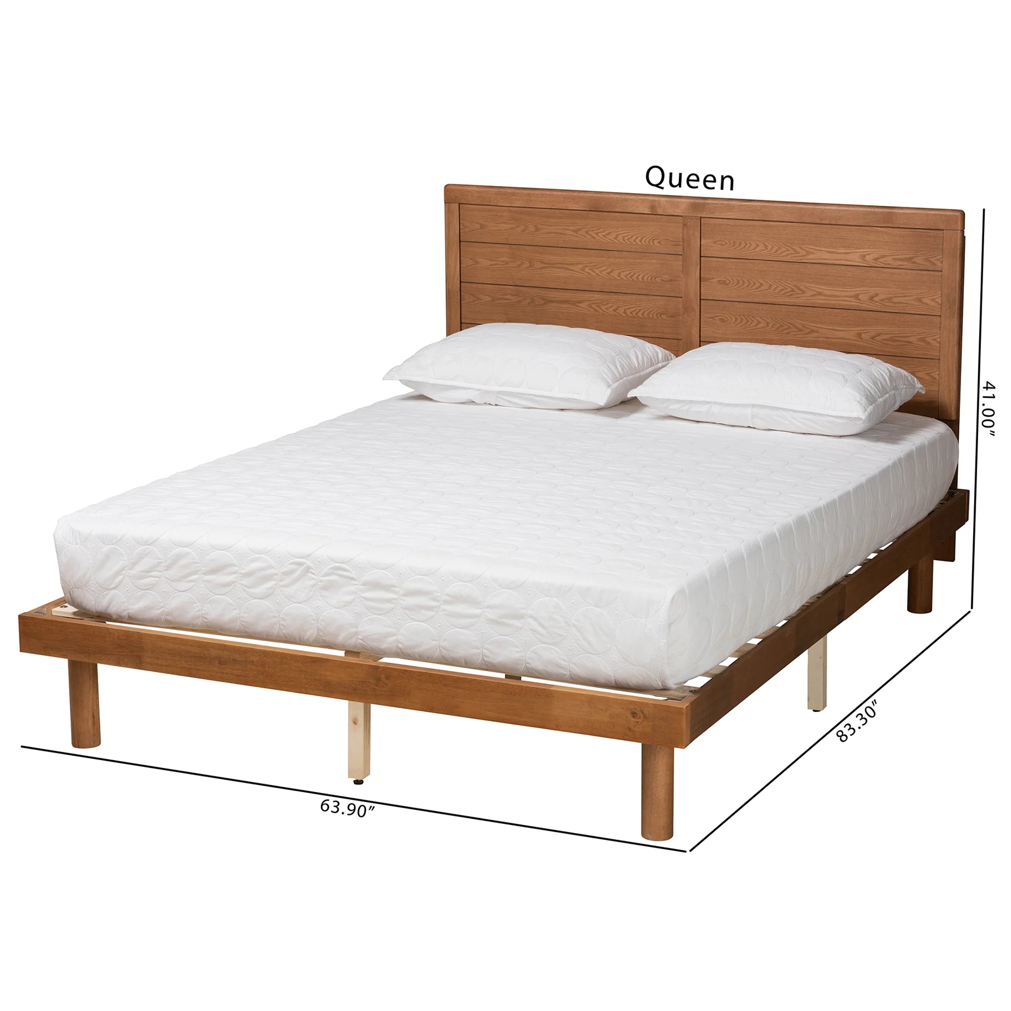 Baxton Studio Daina Mid-Century Modern Ash Walnut Finished Wood Full Size Platform Bed - Image 9