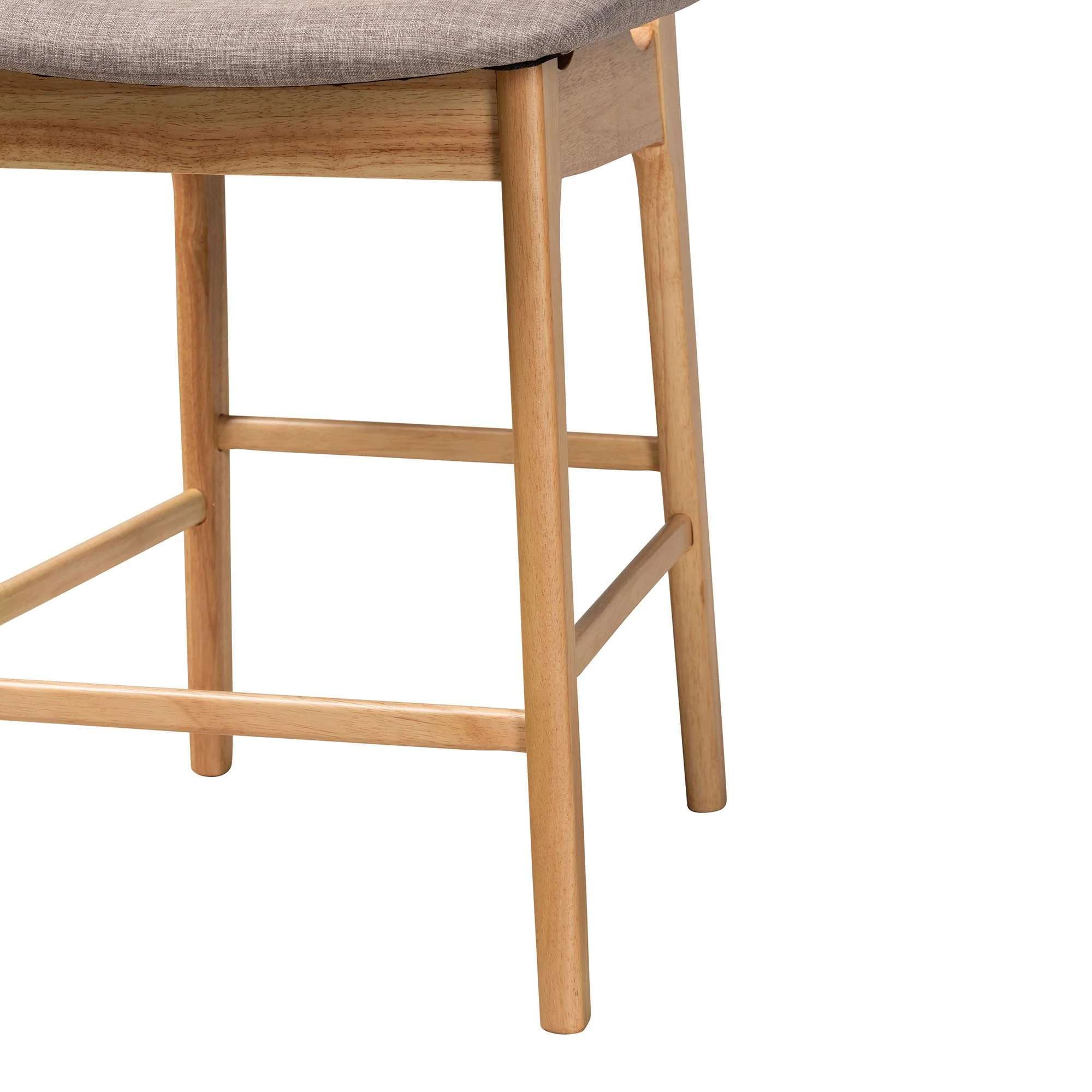 Baxton Studio Dannon Mid-Century Modern Grey Fabric and Walnut Brown Finished Wood 2-Piece Counter Stool Set - Image 15