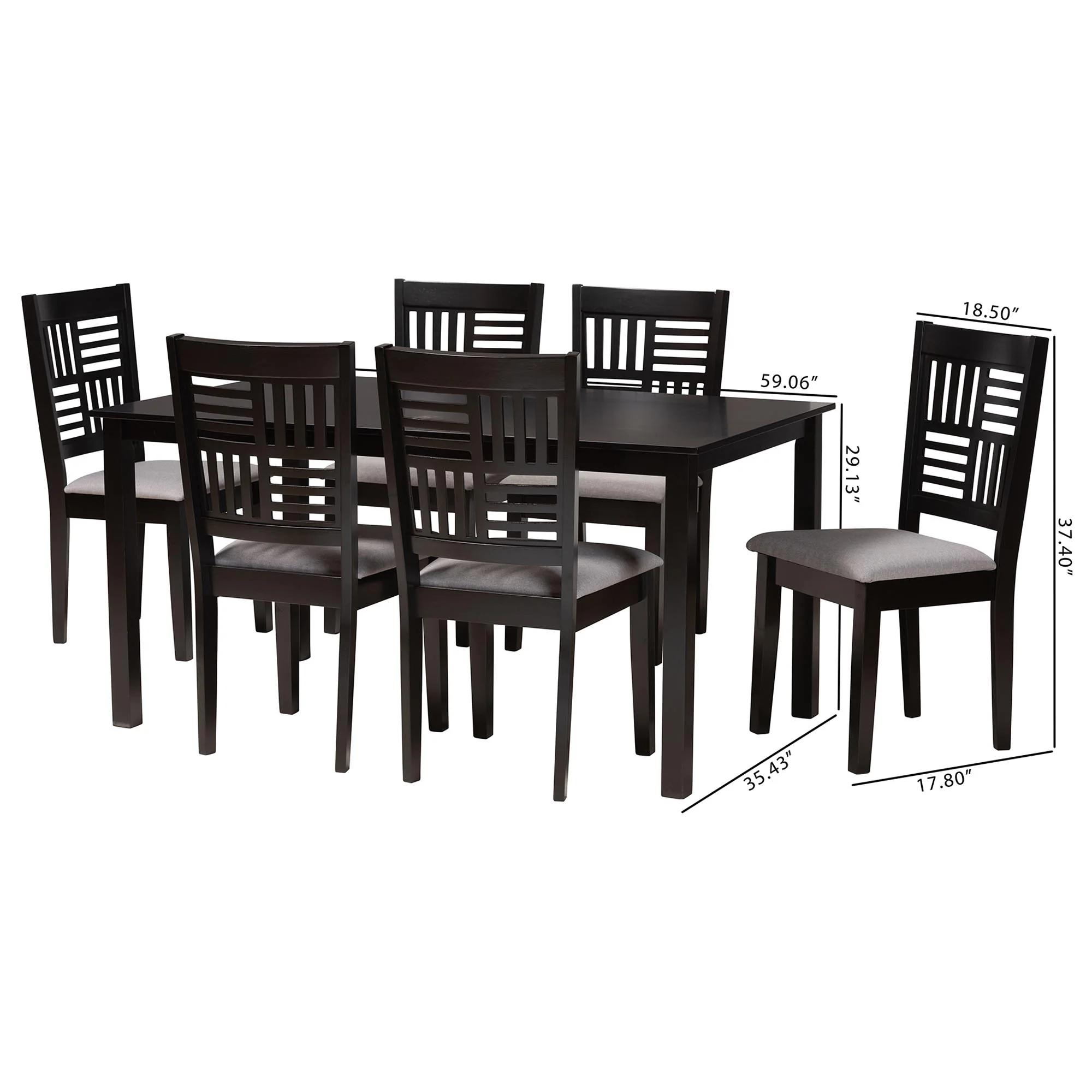Baxton Studio Deanna Modern Beige Fabric and Dark Brown Finished Wood 7-Piece Dining Set - Image 13