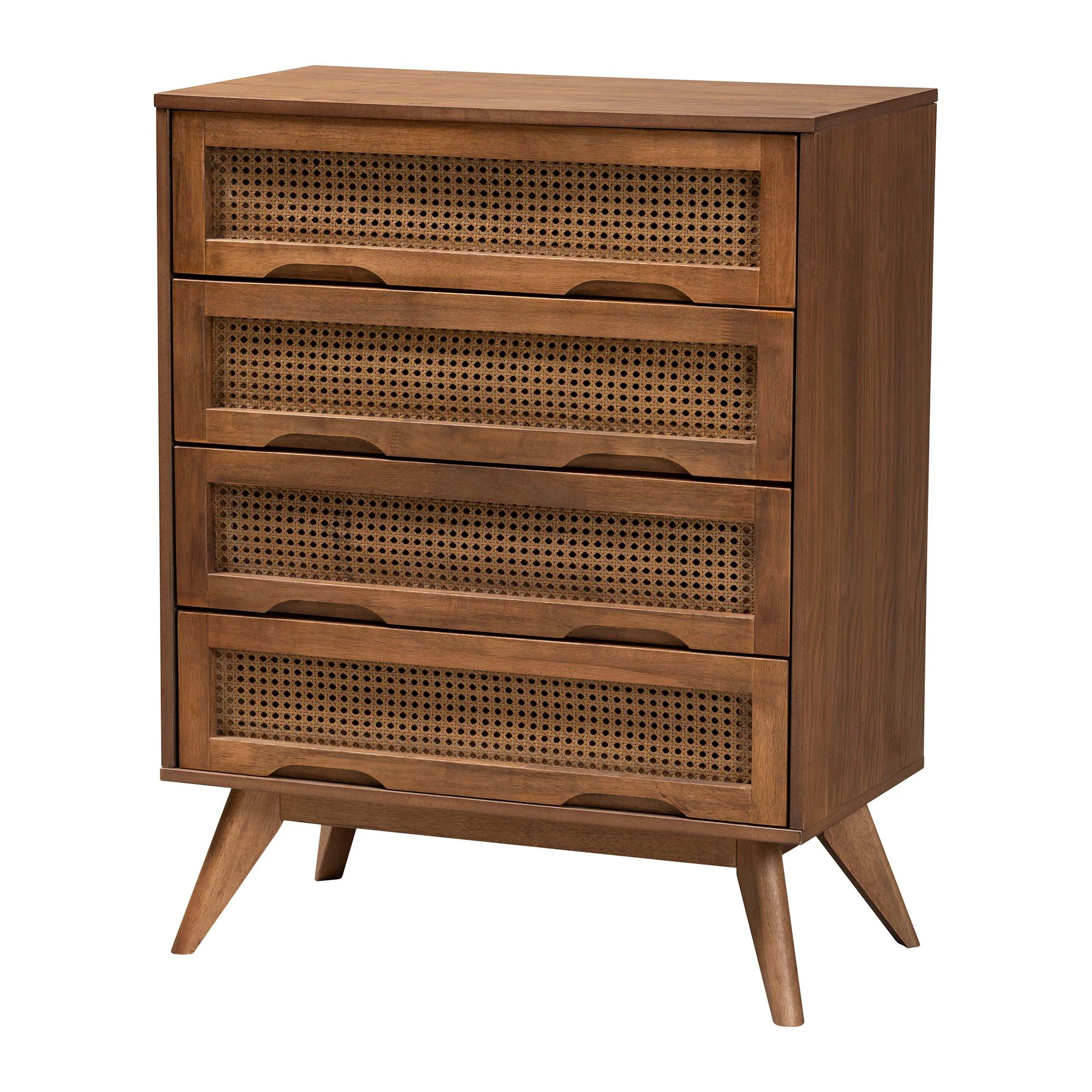 Baxton Studio Demeter Mid-Century Modern Walnut Brown Finished Wood Queen Size 4-Piece Bedroom Set - Image 11