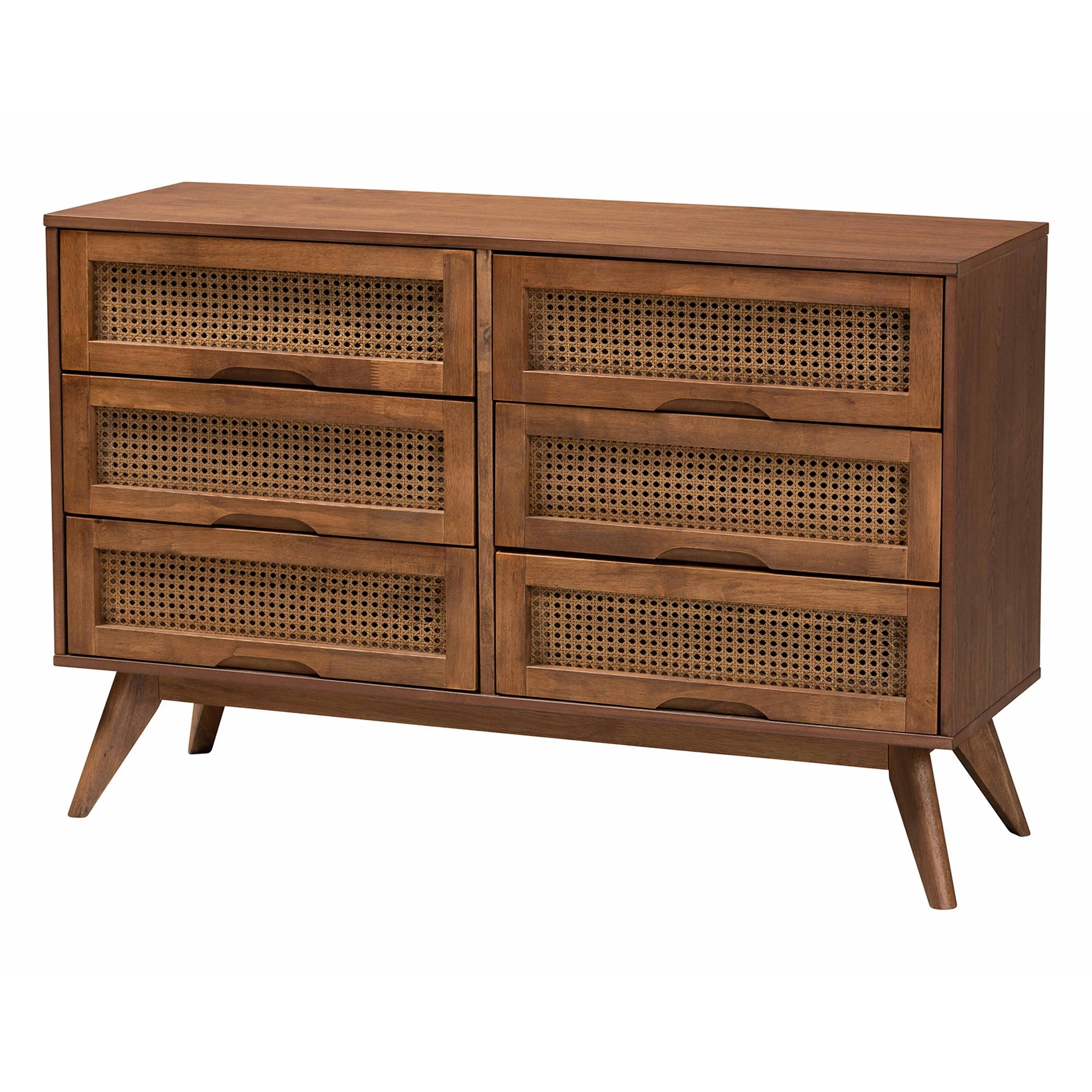 Baxton Studio Demeter Mid-Century Modern Walnut Brown Finished Wood Queen Size 5-Piece Bedroom Set - Image 11