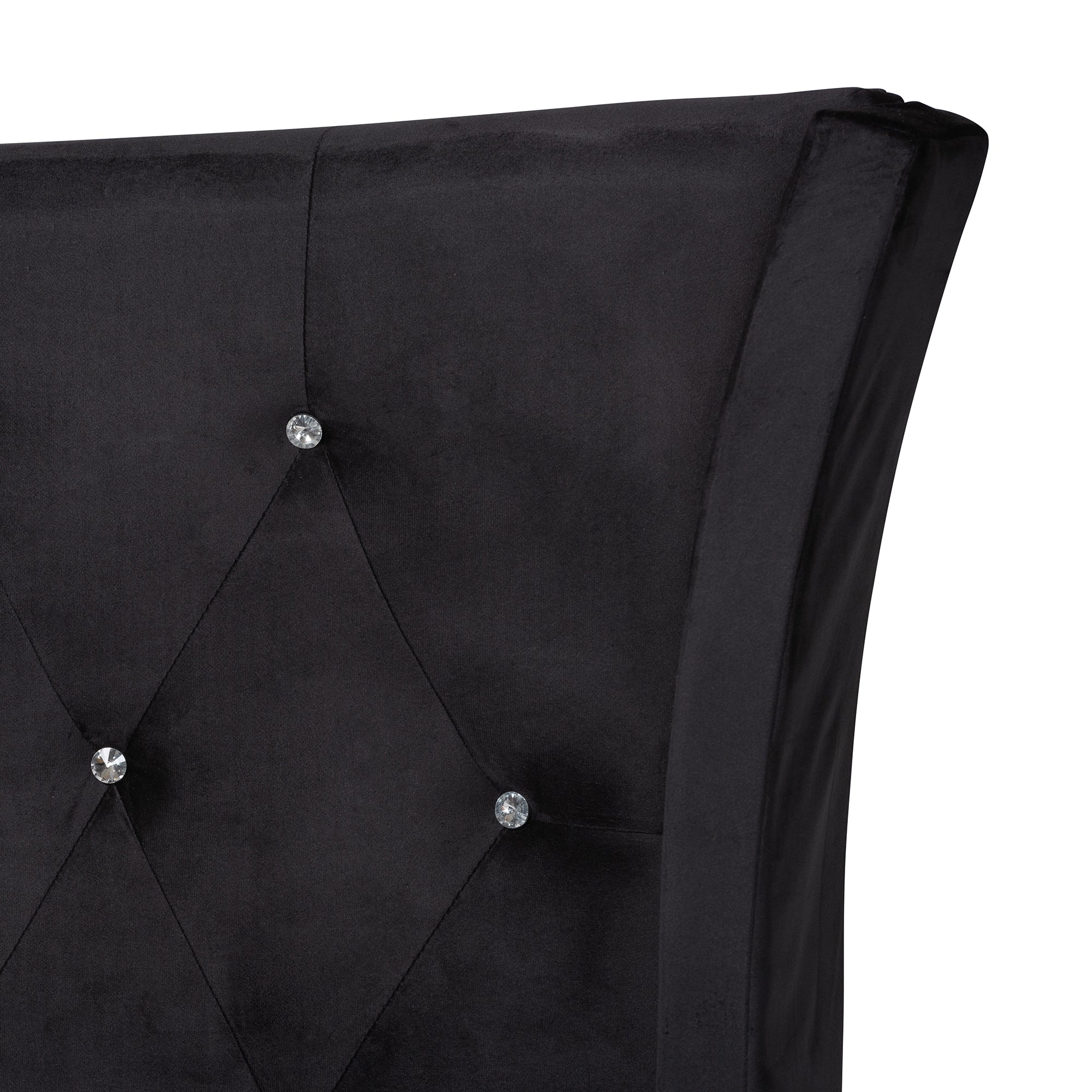 Baxton Studio Easton Contemporary Glam and Luxe Black Velvet and Gold Metal Queen Size Panel Bed - Image 5