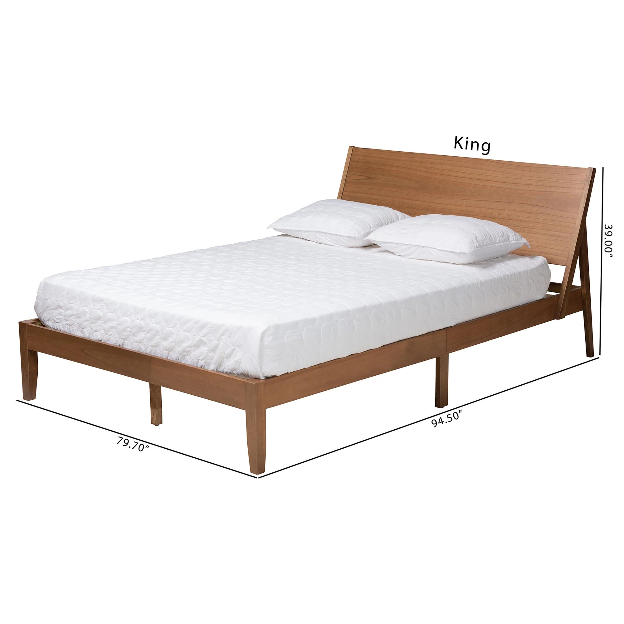 Baxton Studio Eileen Mid-Century Transitional Walnut Brown Finished Wood Queen Size Platform Bed - Image 4