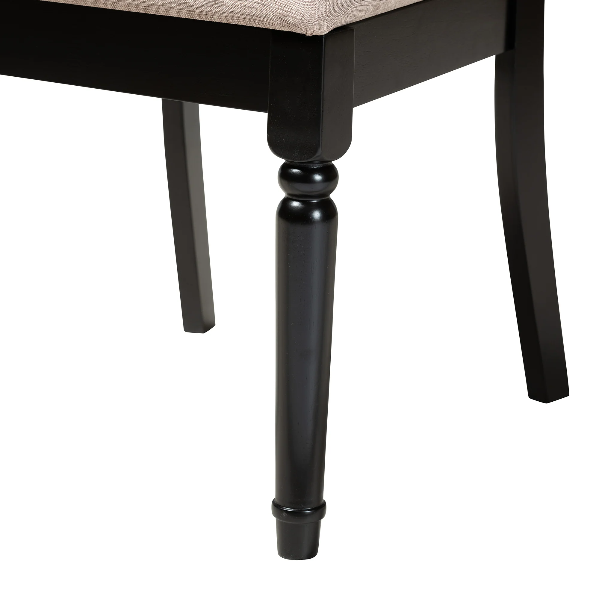Baxton Studio Estelle Modern Beige Fabric and Dark Brown Finished Wood 5-Piece Dining Set - Image 9