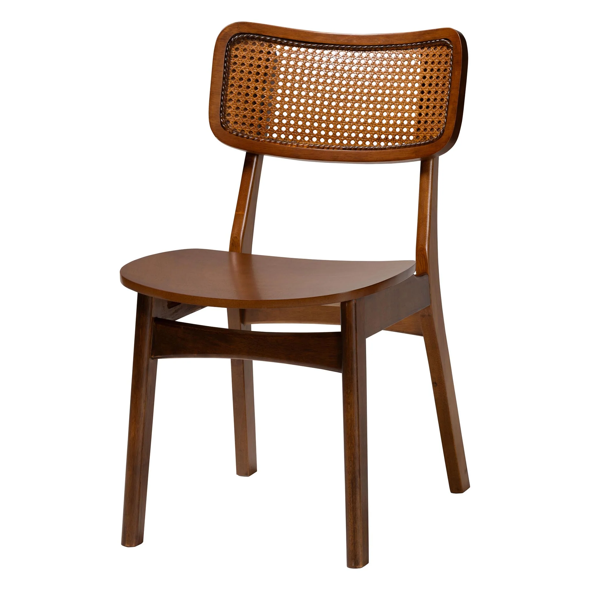 Baxton Studio Estera Mid-Century Modern Dark Brown Finished Wood and Rattan 7-Piece Dining Set - Image 15