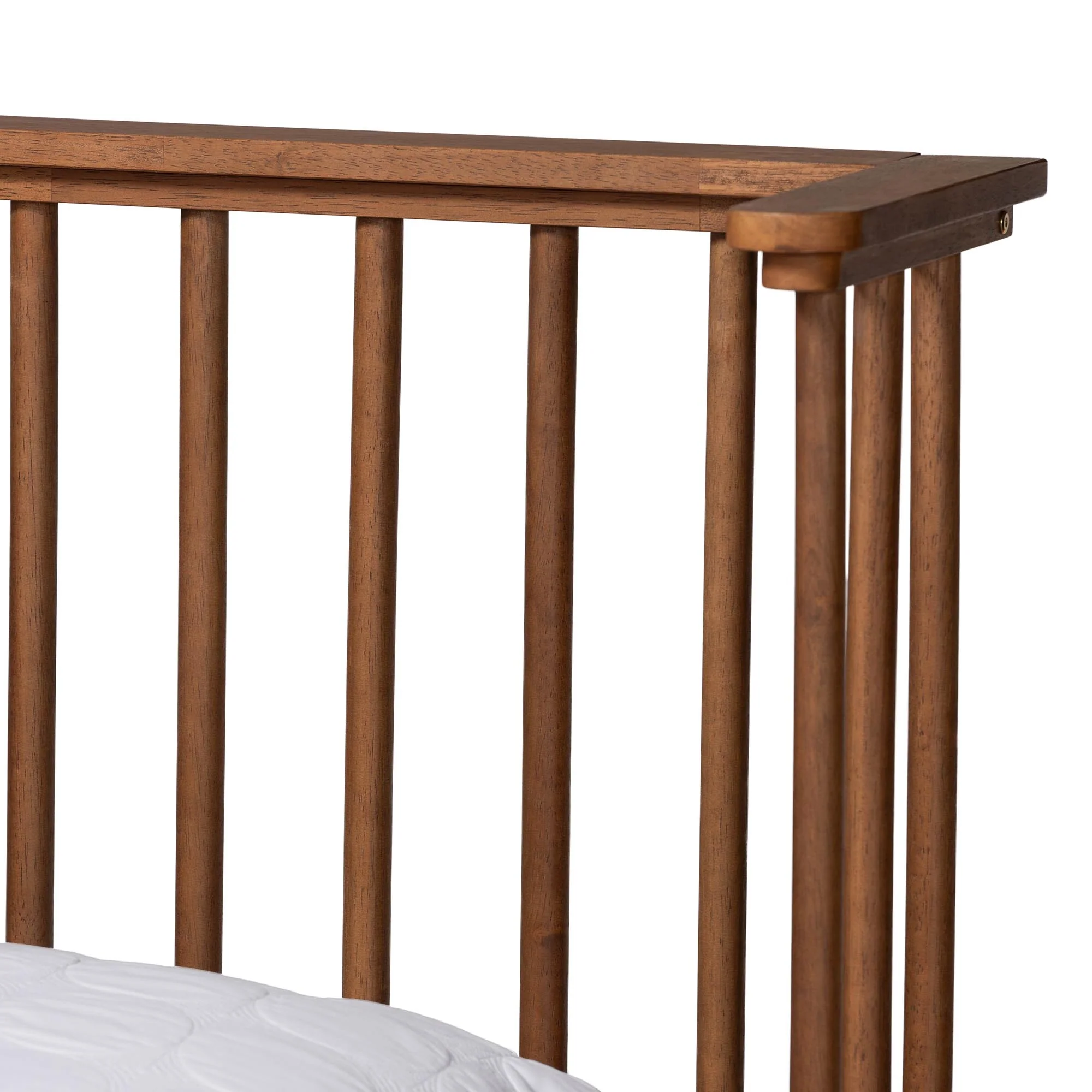 Baxton Studio Flint Mid-Century Modern Ash Walnut Finished Wood King Size Platform Bed - Image 5