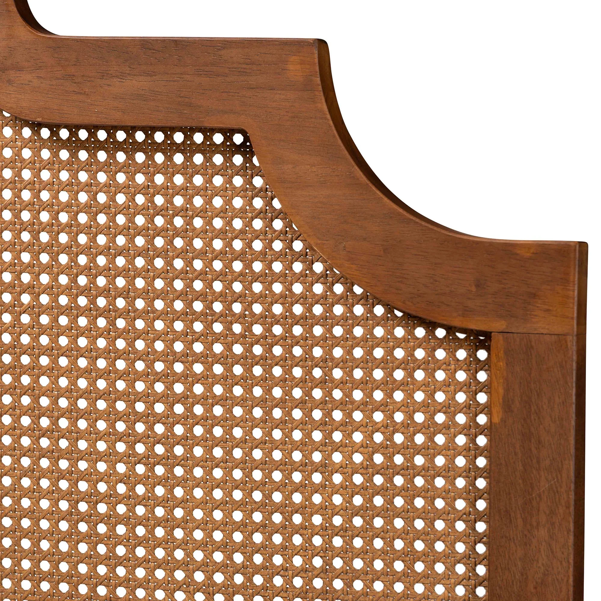 Baxton Studio Fortuna Classic and Traditional Ash Walnut Finished Wood King Size Headboard with Rattan - Image 4