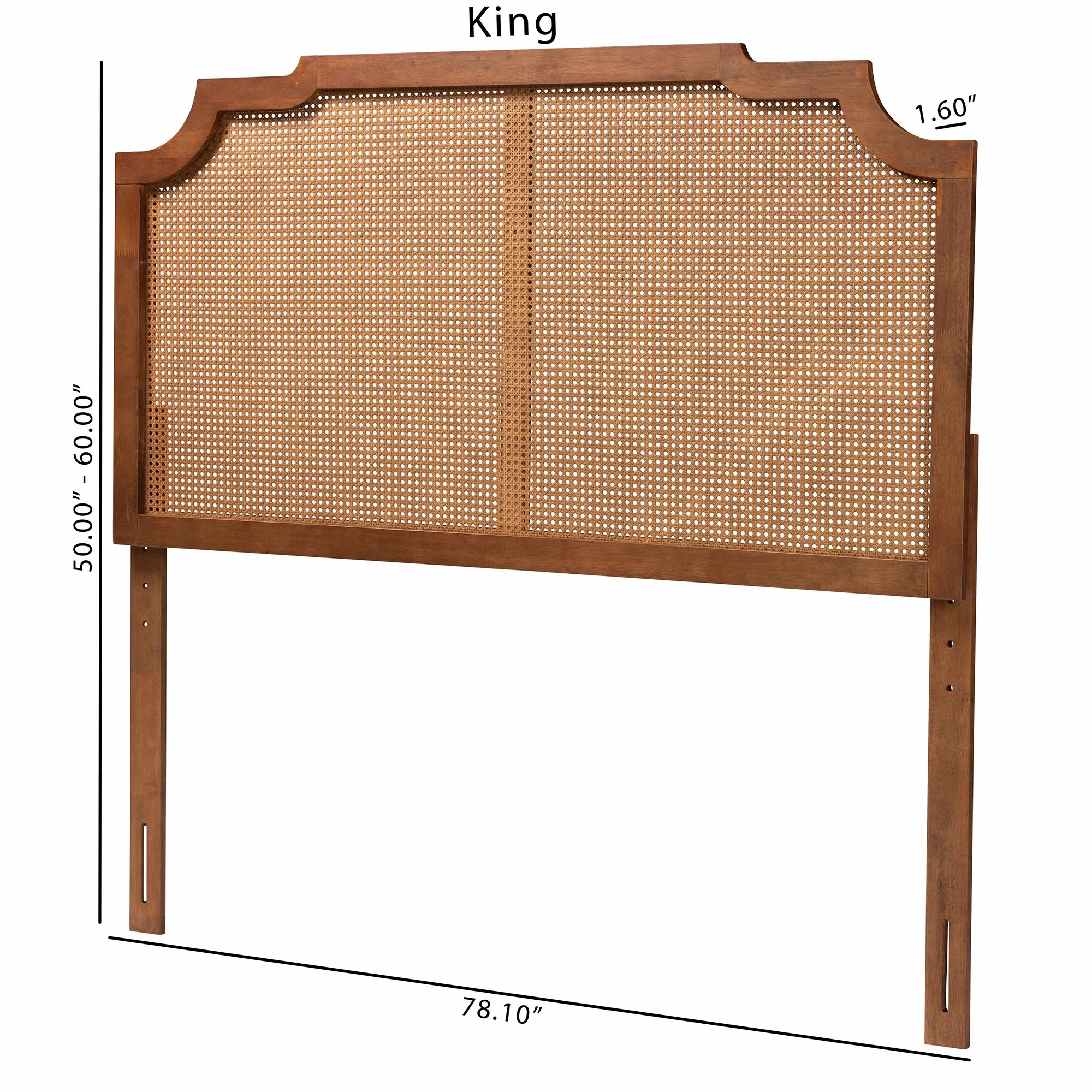 Baxton Studio Fortuna Classic and Traditional Ash Walnut Finished Wood Queen Size Headboard with Rattan - Image 9