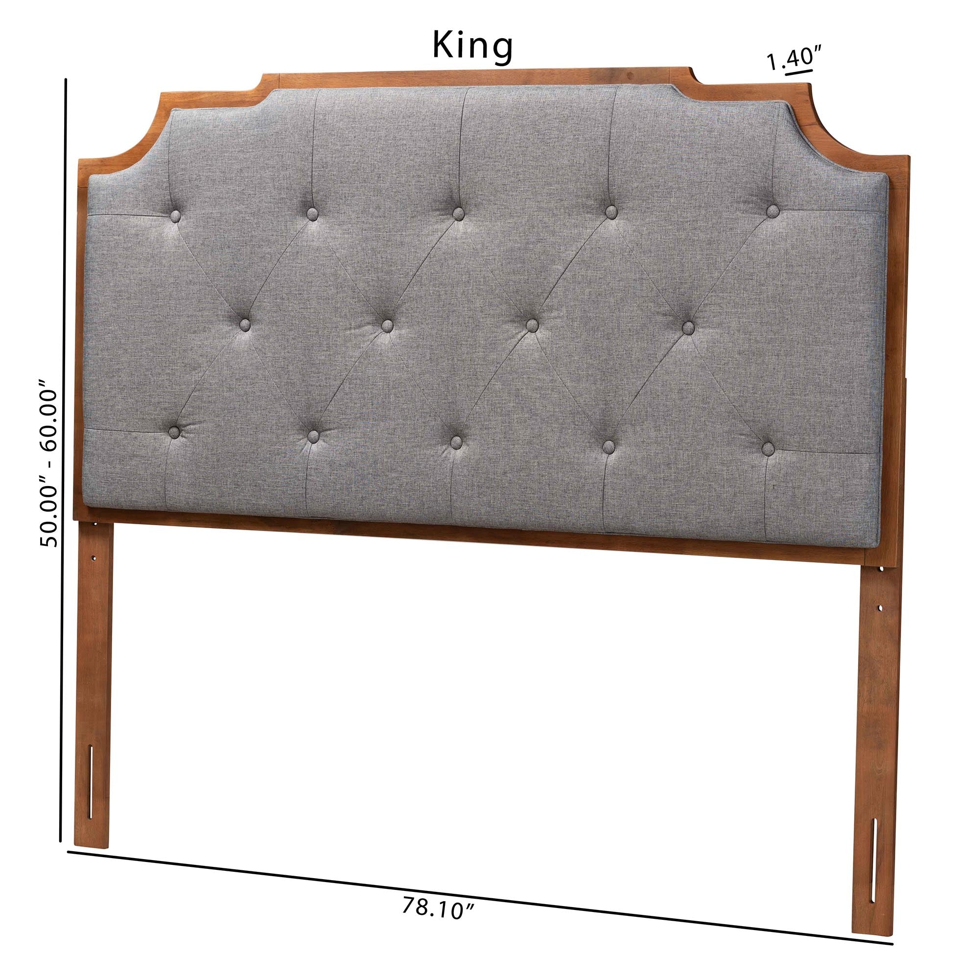 Baxton Studio Fortuna Classic and Traditional Grey Fabric and Walnut Brown Finished Wood Queen Size Headboard - Image 9