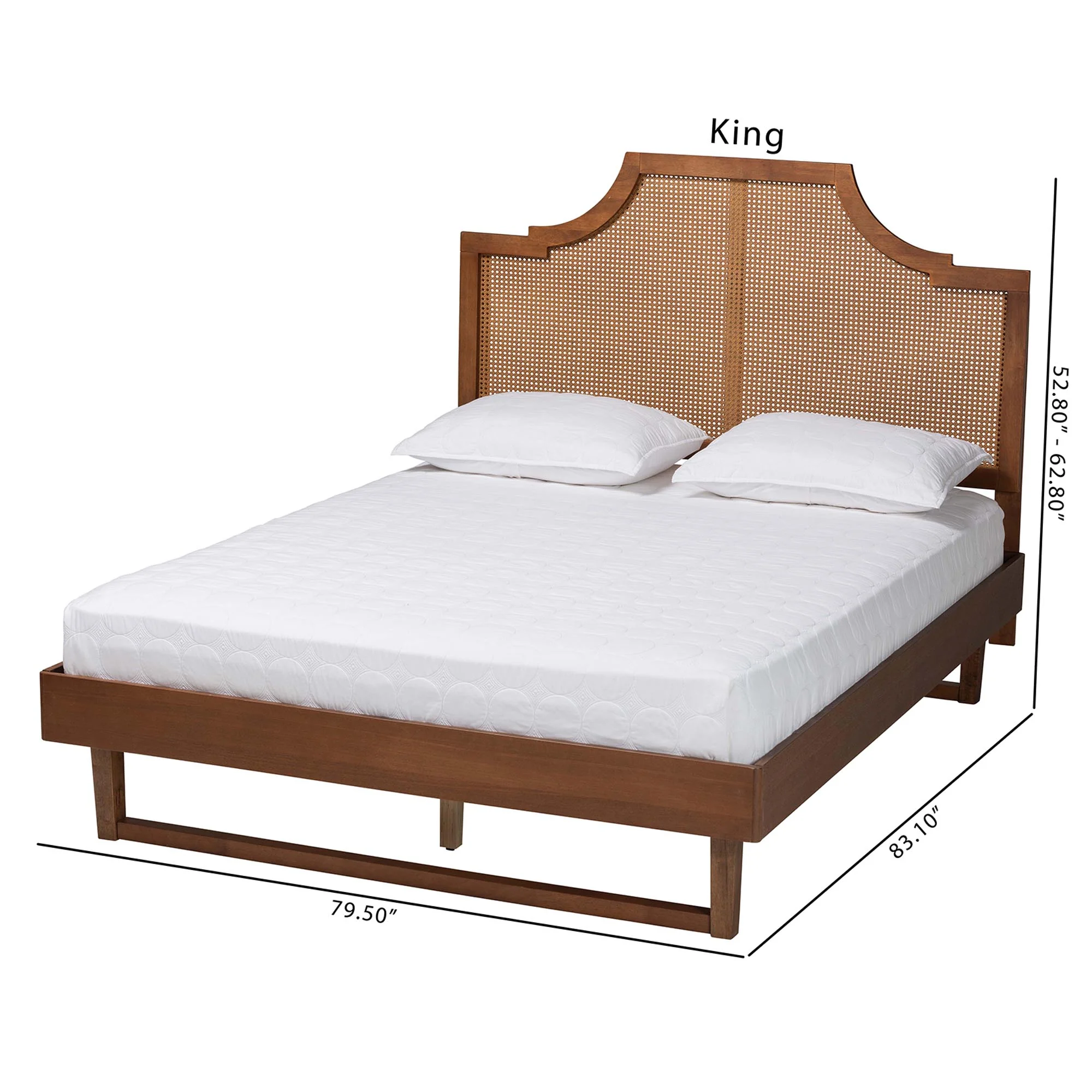 Baxton Studio Francine Mid-Century Modern Ash Walnut Woven Rattan King Size Bed - Image 4