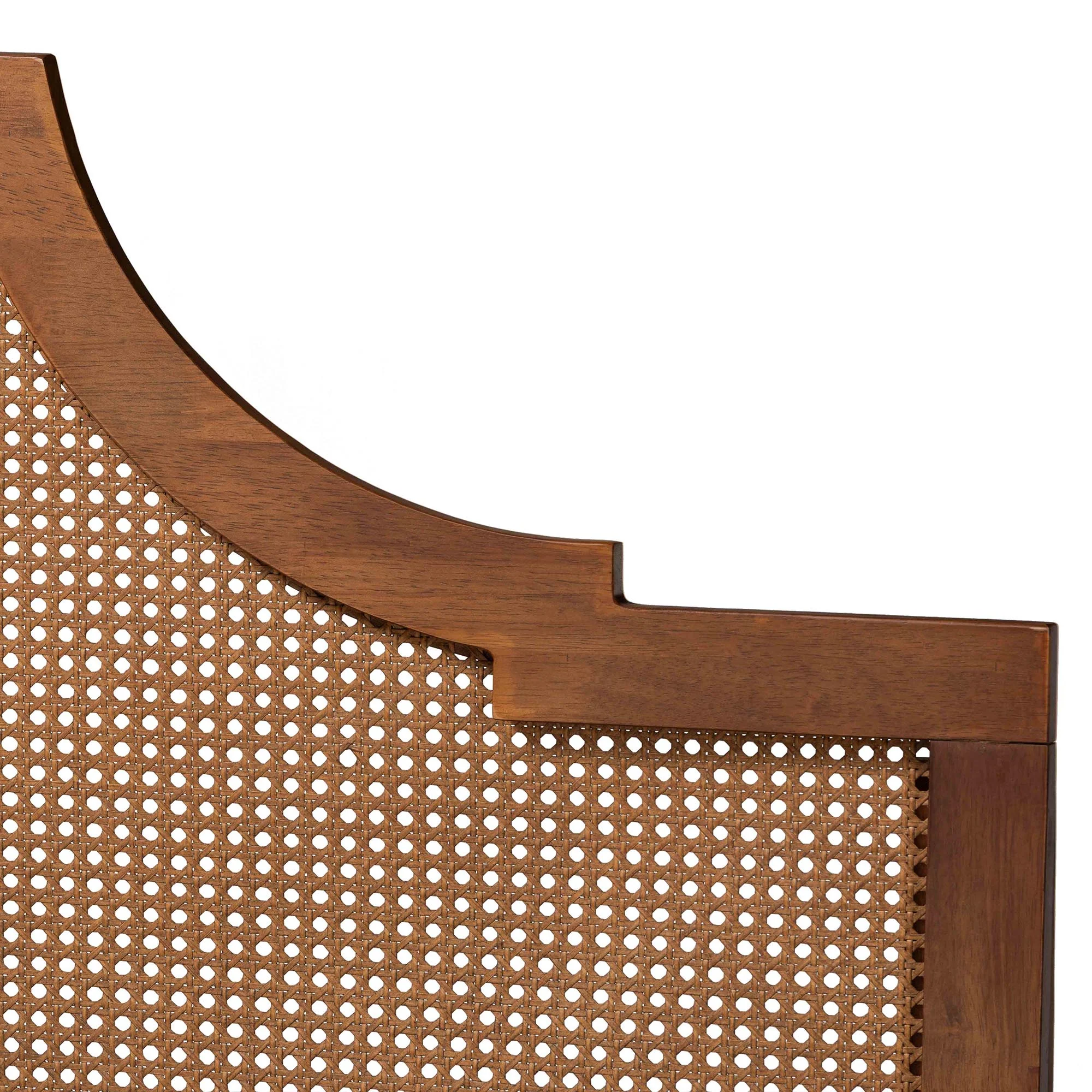 Baxton Studio Francine Mid-Century Modern Ash Walnut Woven Rattan King Size Bed - Image 9