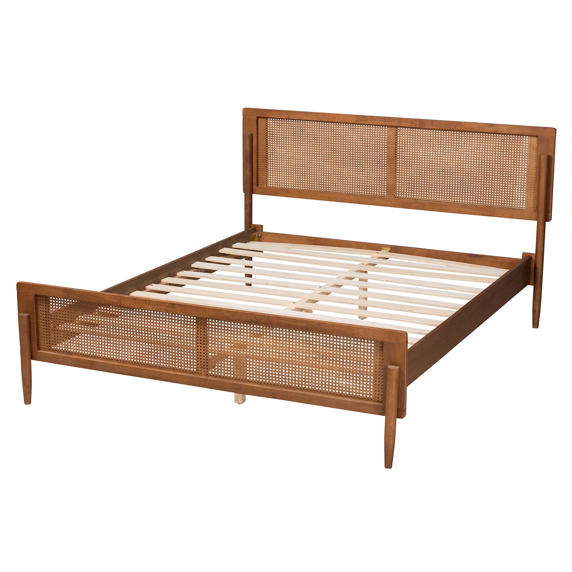 Baxton Studio Gardwin Mid-Century Modern Ash Walnut Finished Wood King Size Platform Bed - Image 4
