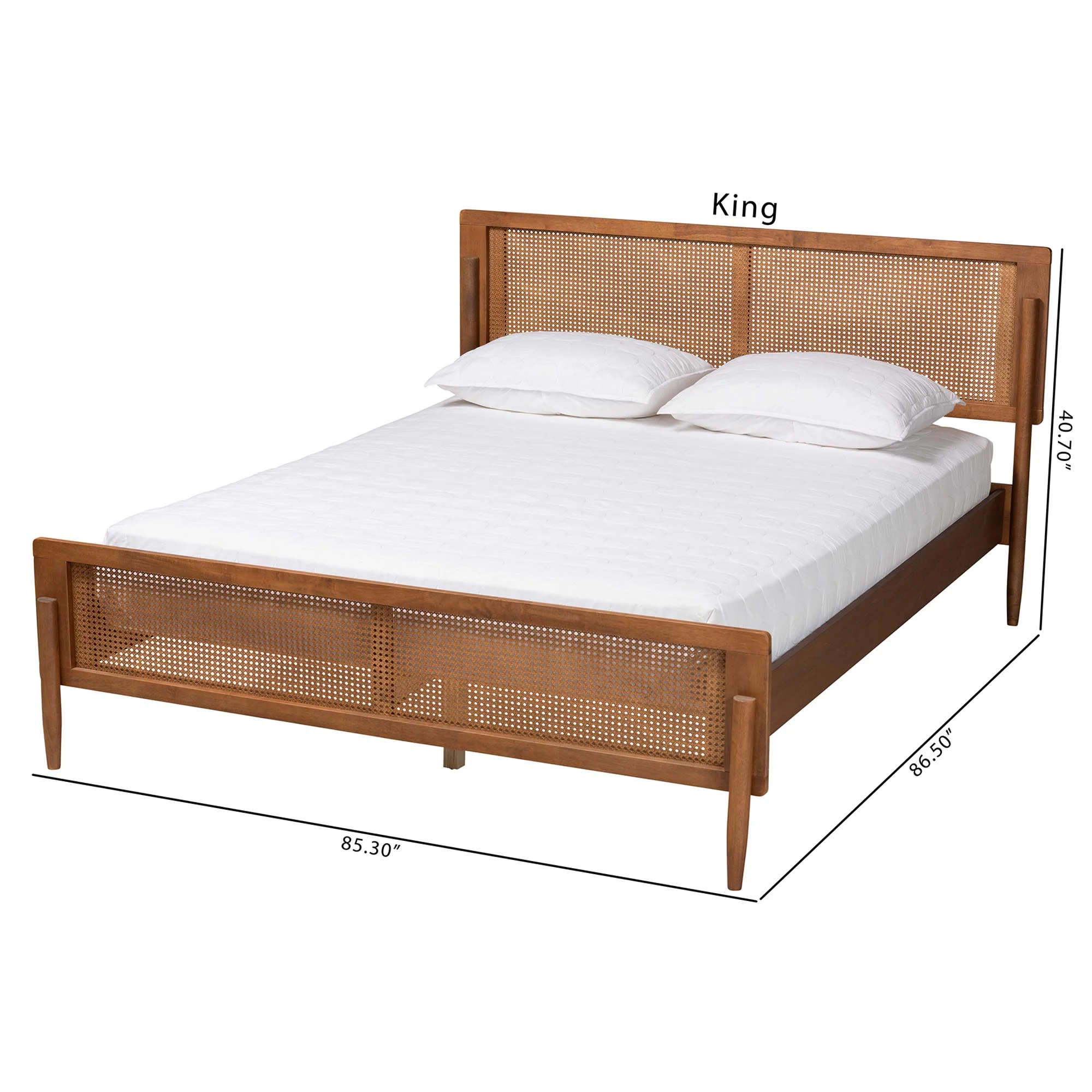 Baxton Studio Gardwin Mid-Century Modern Ash Walnut Finished Wood King Size Platform Bed - Image 9