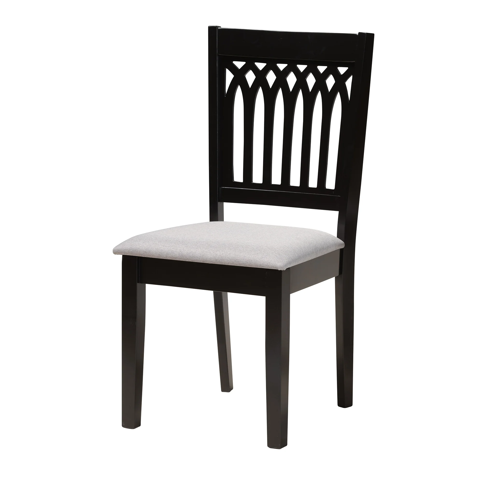 Baxton Studio Genesis Modern Grey Fabric and Dark Brown Finished Wood 6-Piece Dining Set - Image 6