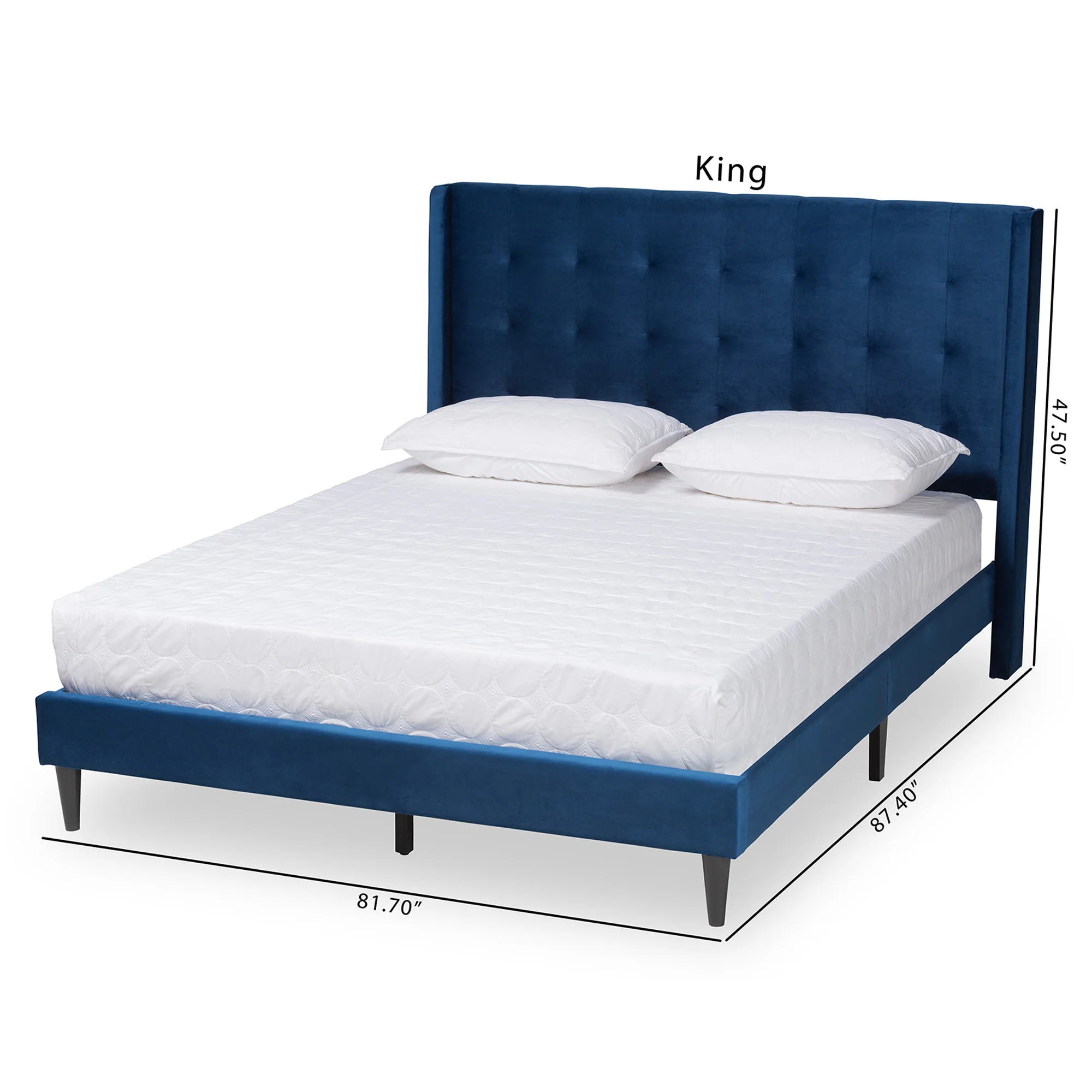 Baxton Studio Gothard Modern and Contemporary Grey Velvet Fabric Upholstered and Dark Brown Finished Wood Queen Size Platform Bed - Image 19